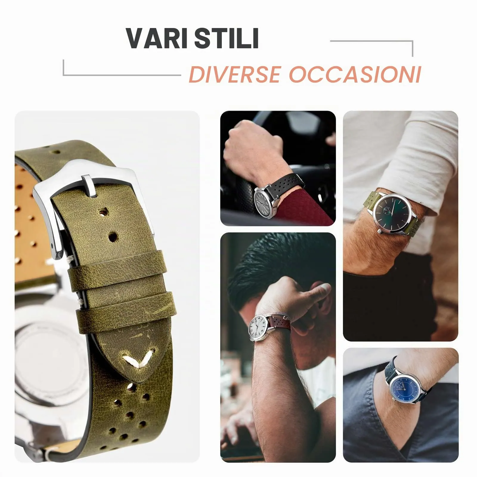 ANNEFIT Cinturini per Orologi in pelle Vintage, Cinturino 19mm a Sgancio Rapido per Uomo e Donna (Verde) - immagine 7