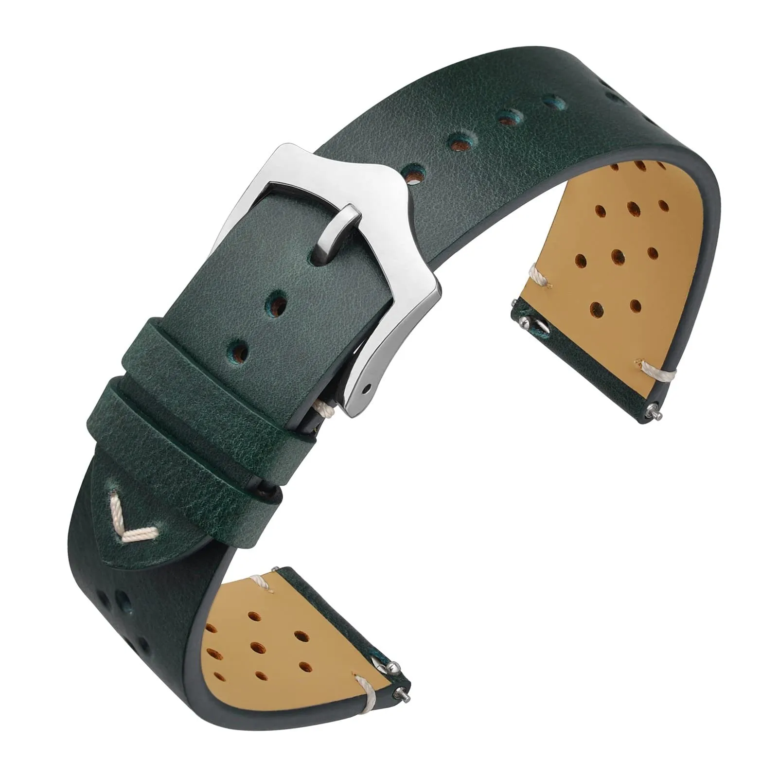 ANNEFIT Cinturini per Orologi in pelle Vintage, Cinturino 18mm a Sgancio Rapido per Uomo e Donna (Pino Profondo) - immagine 1
