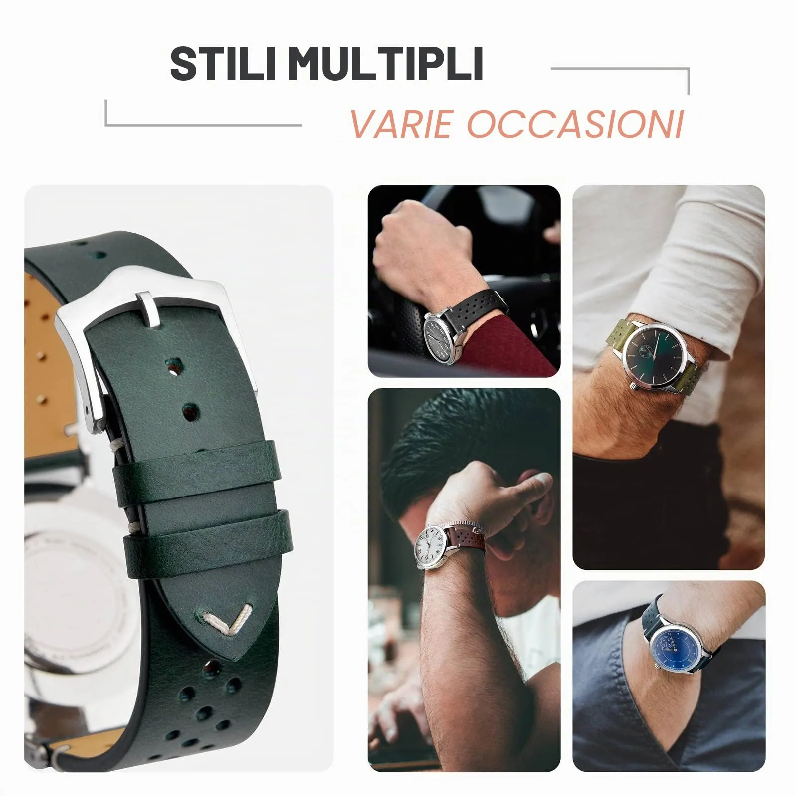 ANNEFIT Cinturini per Orologi in pelle Vintage, Cinturino 18mm a Sgancio Rapido per Uomo e Donna (Pino Profondo) - immagine 7