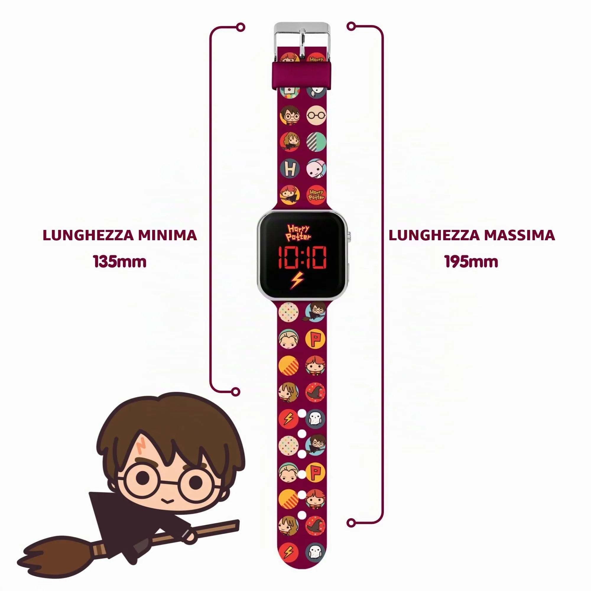 Accutime Harry Potter Orologio digitale LED per bambini con cinturino in silicone rosso HP4155 - immagine 4