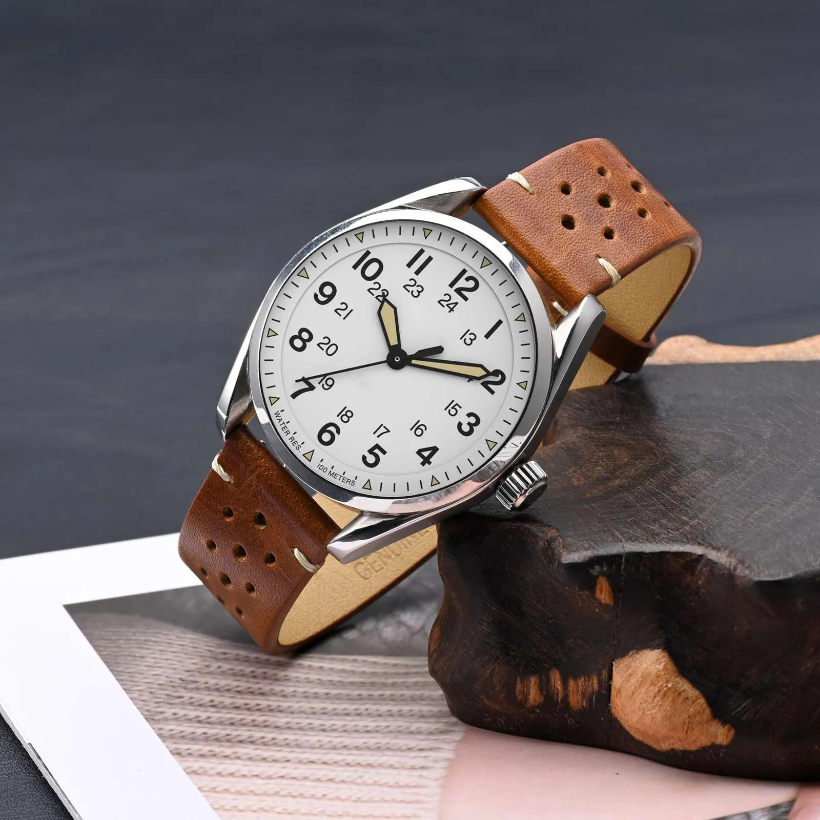 ANNEFIT Cinturini per Orologi in pelle Vintage, Cinturino 19mm a Sgancio Rapido per Uomo e Donna (Marrone Chiaro) - immagine 2