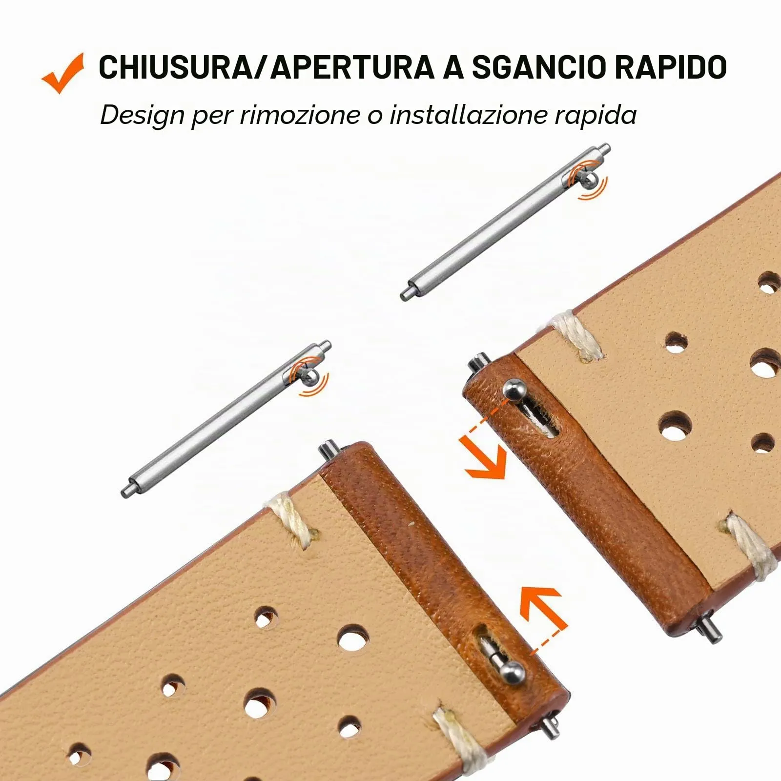 ANNEFIT Cinturini per Orologi in pelle Vintage, Cinturino 19mm a Sgancio Rapido per Uomo e Donna (Marrone Chiaro) - immagine 5
