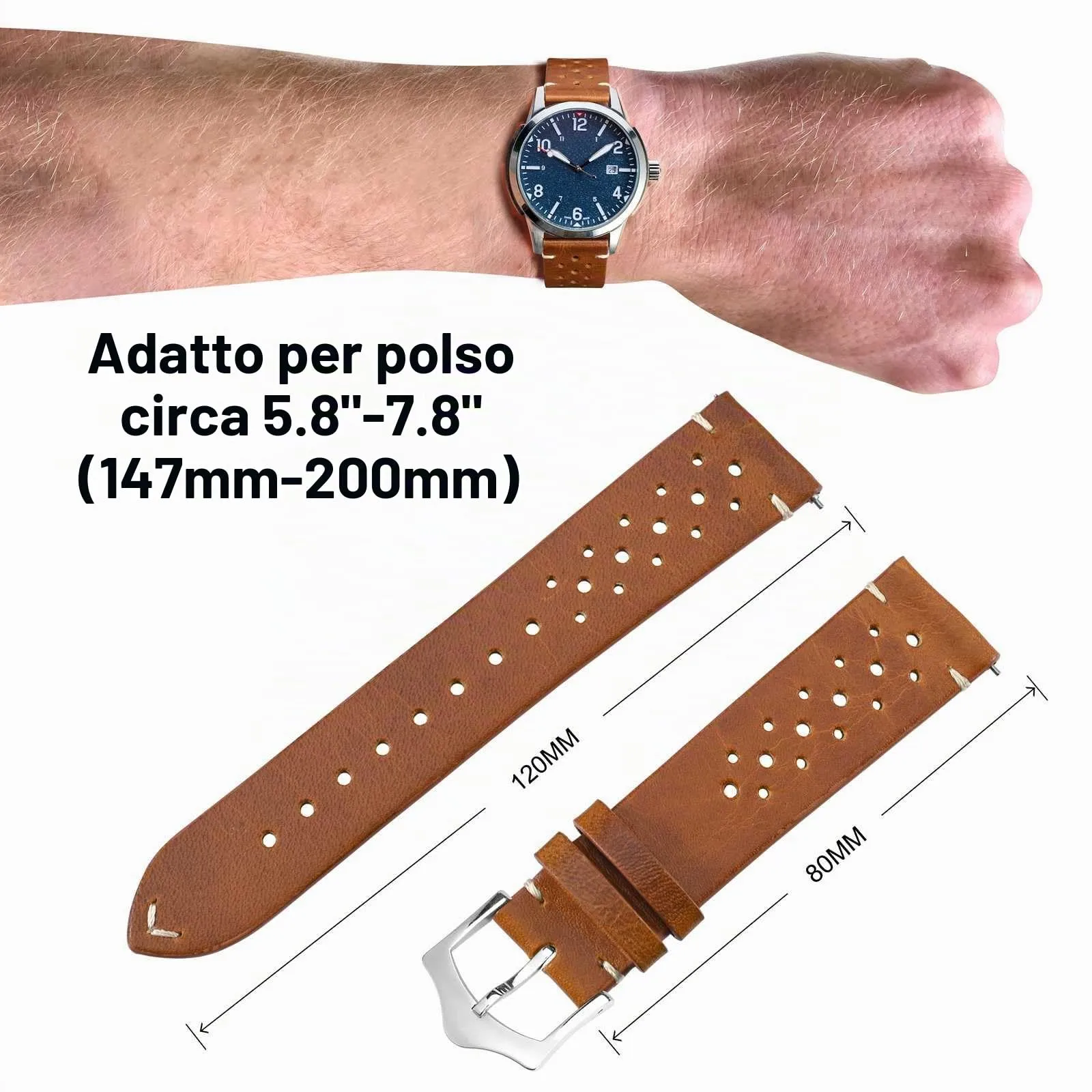 ANNEFIT Cinturini per Orologi in pelle Vintage, Cinturino 22mm a Sgancio Rapido per Uomo e Donna (Marrone Chiaro) - immagine 3
