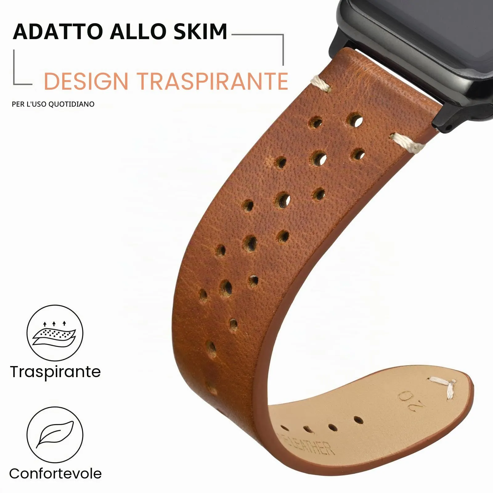 ANNEFIT Cinturini per Orologi in pelle Vintage, Cinturino 20mm a Sgancio Rapido per Uomo e Donna (Marrone Chiaro) - immagine 4
