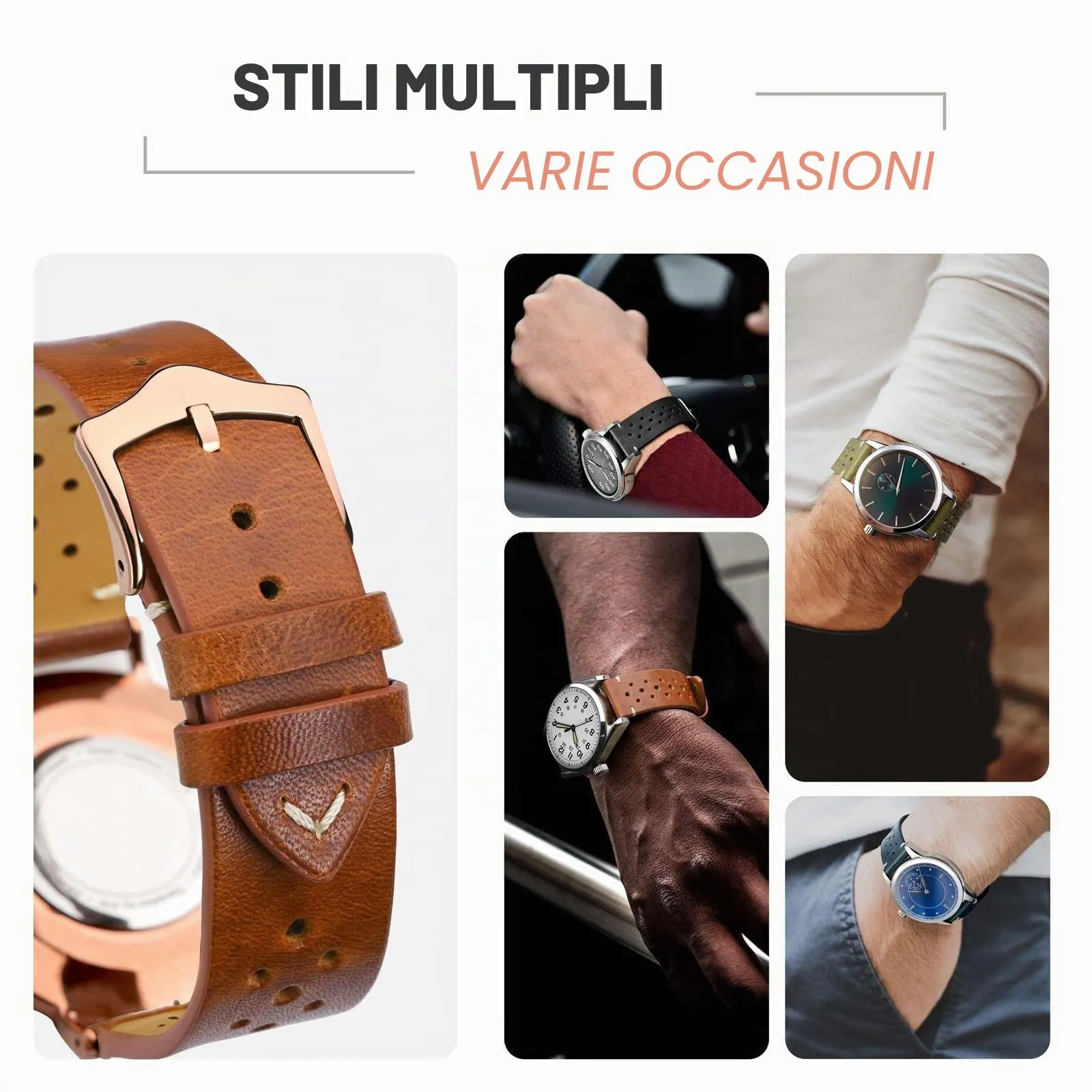 ANNEFIT Cinturini per Orologi in pelle Vintage con Fibbia Oro Rosa, Cinturino 19mm a Sgancio Rapido per Uomo e Donna (Marrone Chiaro) - immagine 7