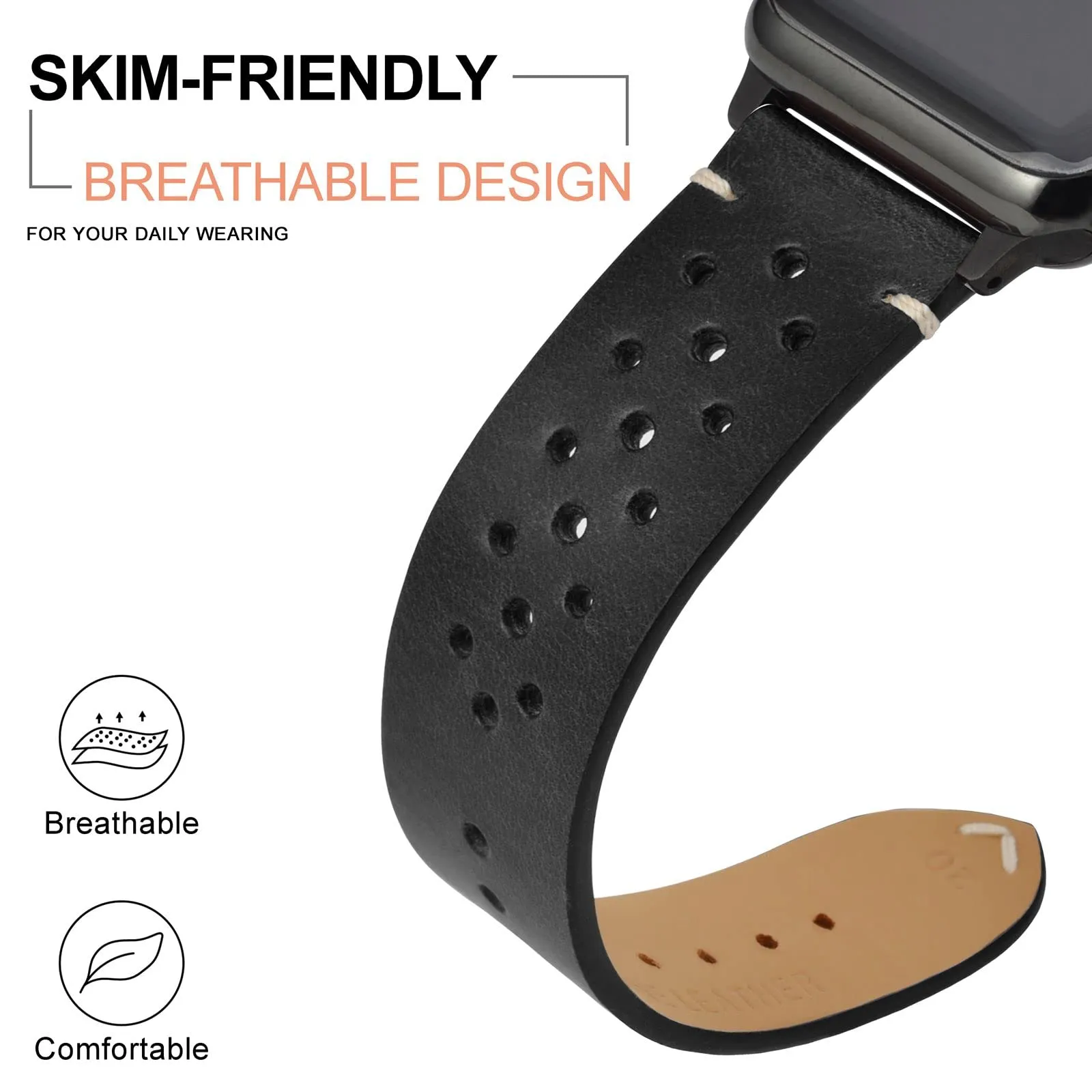 ANNEFIT Cinturini per Orologi in pelle Vintage con Fibbia Oro, Cinturino 19mm a Sgancio Rapido per Uomo e Donna (Nero) - immagine 4