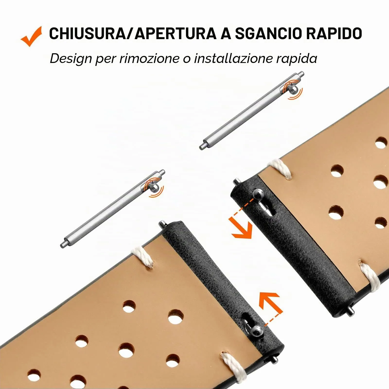 ANNEFIT Cinturini per Orologi in pelle Vintage con Fibbia Oro Rosa, Cinturino 19mm a Sgancio Rapido per Uomo e Donna (Nero) - immagine 5