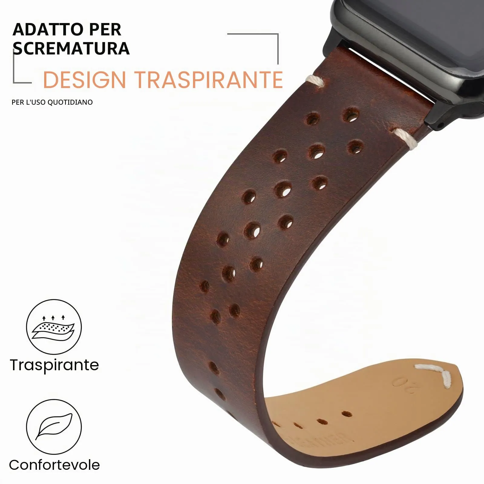 ANNEFIT Cinturini per Orologi in pelle Vintage con Fibbia Oro Rosa, Cinturino 18mm a Sgancio Rapido per Uomo e Donna (Marrone) - immagine 4