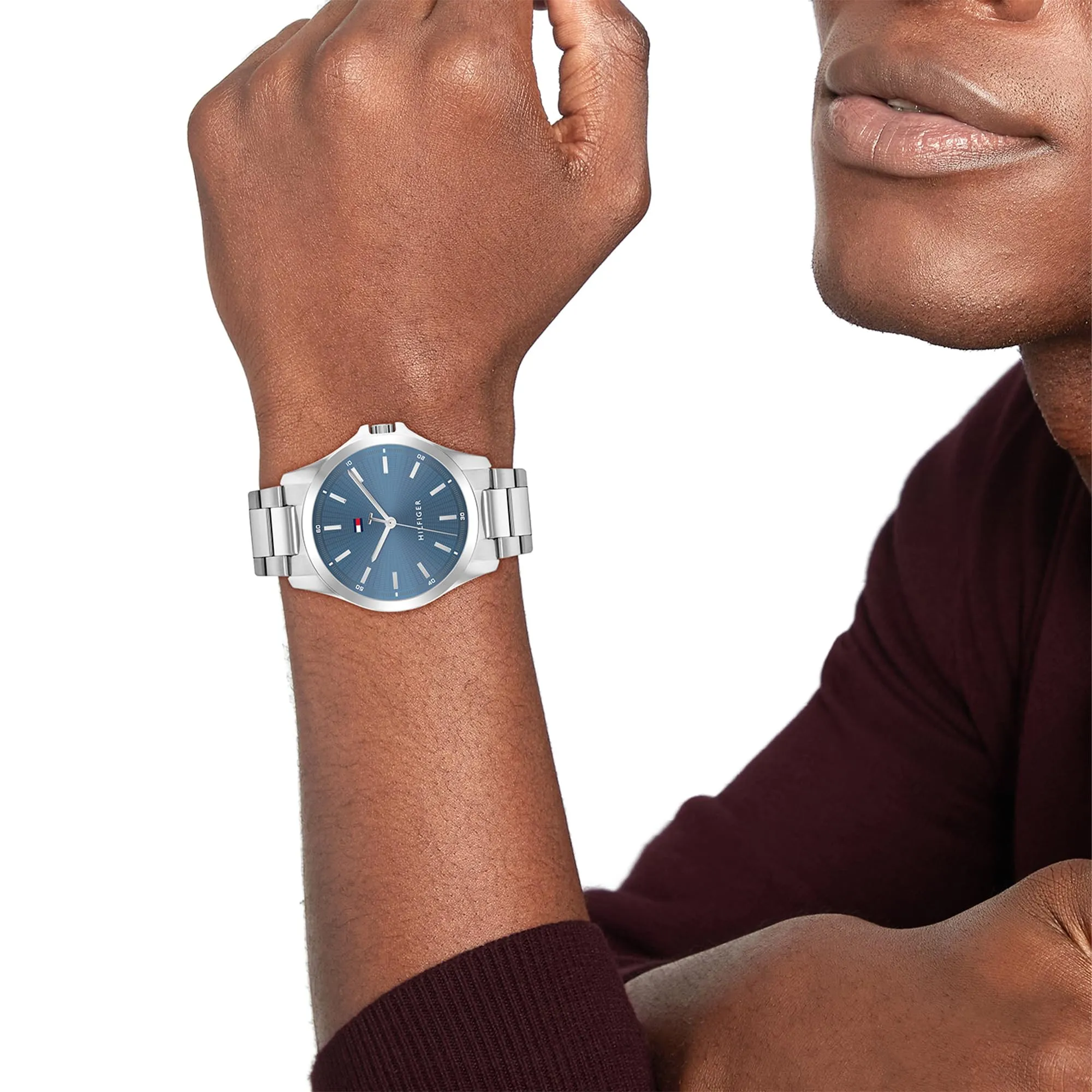 Tommy Hilfiger Orologio con Movimento al Quarzo a Tre Lancette da Uomo - Disponibile con cinturino in acciaio inossidabile o cinturino in pelle, Blue - immagine 4