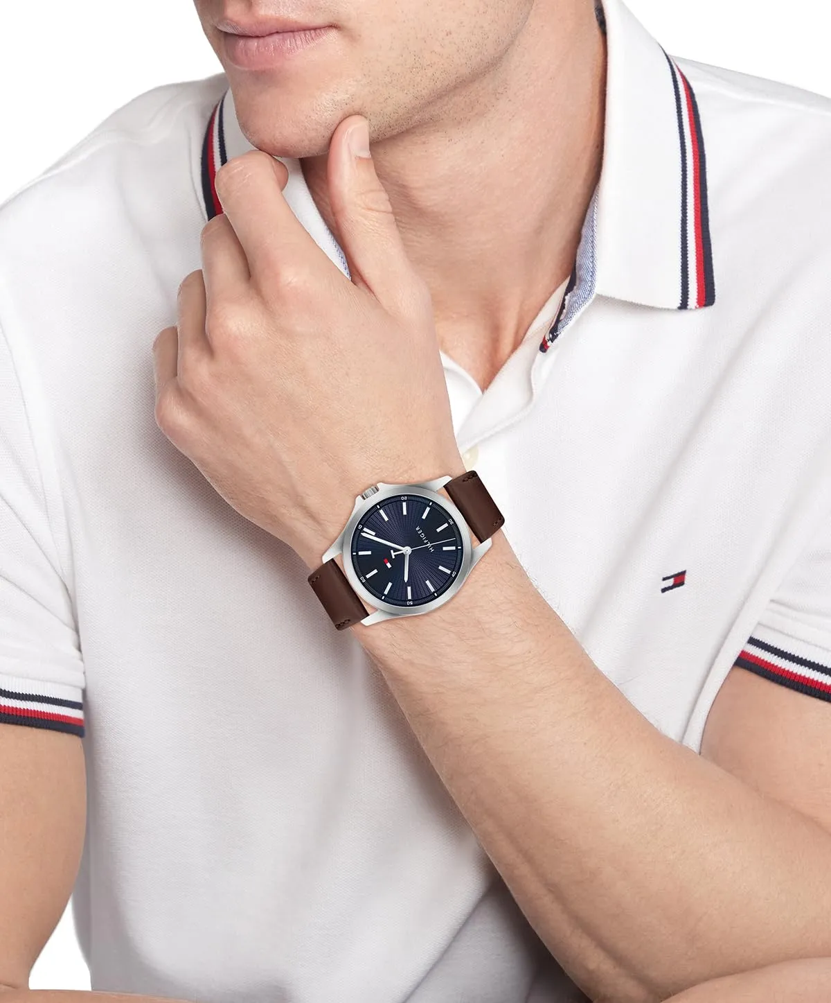 Tommy Hilfiger Orologio con Movimento al Quarzo a Tre Lancette da Uomo - Disponibile con cinturino in acciaio inossidabile o cinturino in pelle, Brown - immagine 4