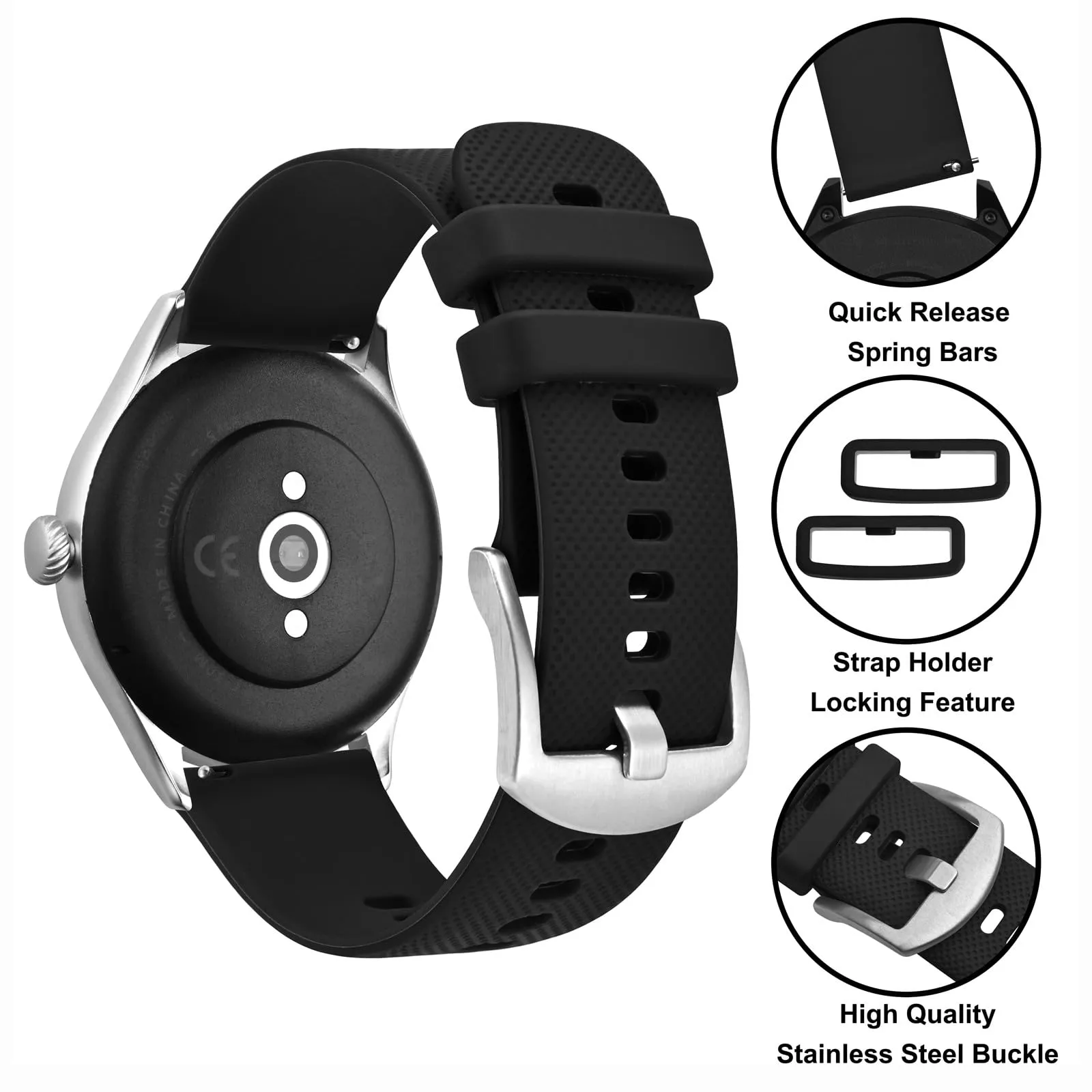 Anbeer 19mm Cinturini per Orologi in Silicone per Uomo Donna, Cinturini di Ricambio in Gomma a Sgancio Rapido - immagine 3