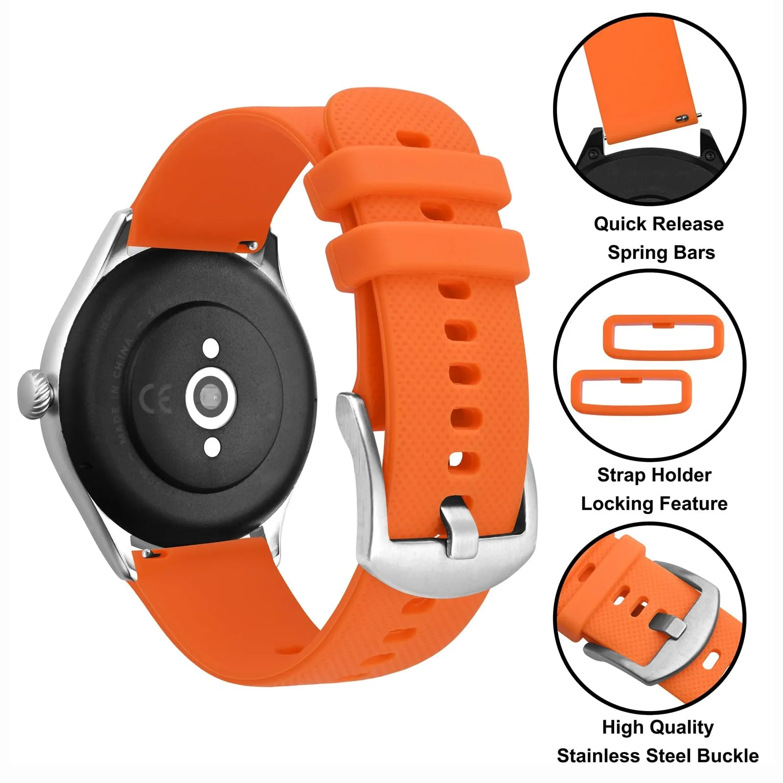 Anbeer 21mm Cinturini per Orologi in Silicone per Uomo Donna, Cinturini di Ricambio in Gomma a Sgancio Rapido - immagine 3