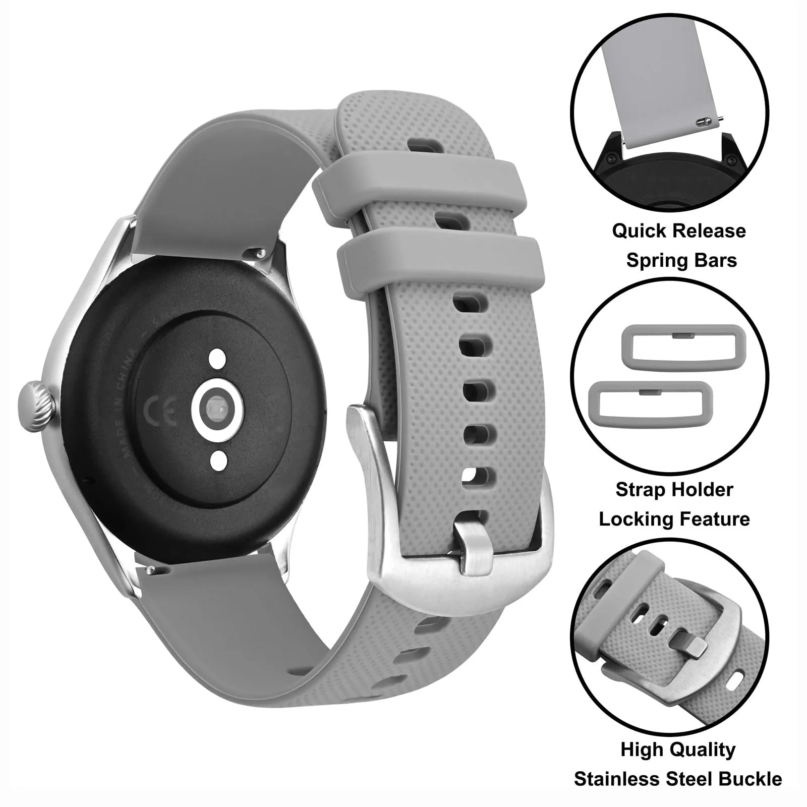Anbeer 21mm Cinturini per Orologi in Silicone per Uomo Donna, Cinturini di Ricambio in Gomma a Sgancio Rapido - immagine 3