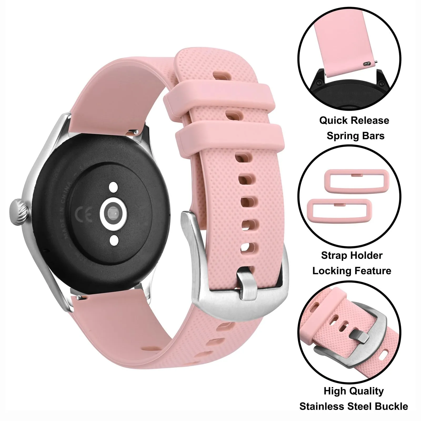 Anbeer 21mm Cinturini per Orologi in Silicone per Uomo Donna, Cinturini di Ricambio in Gomma a Sgancio Rapido - immagine 3