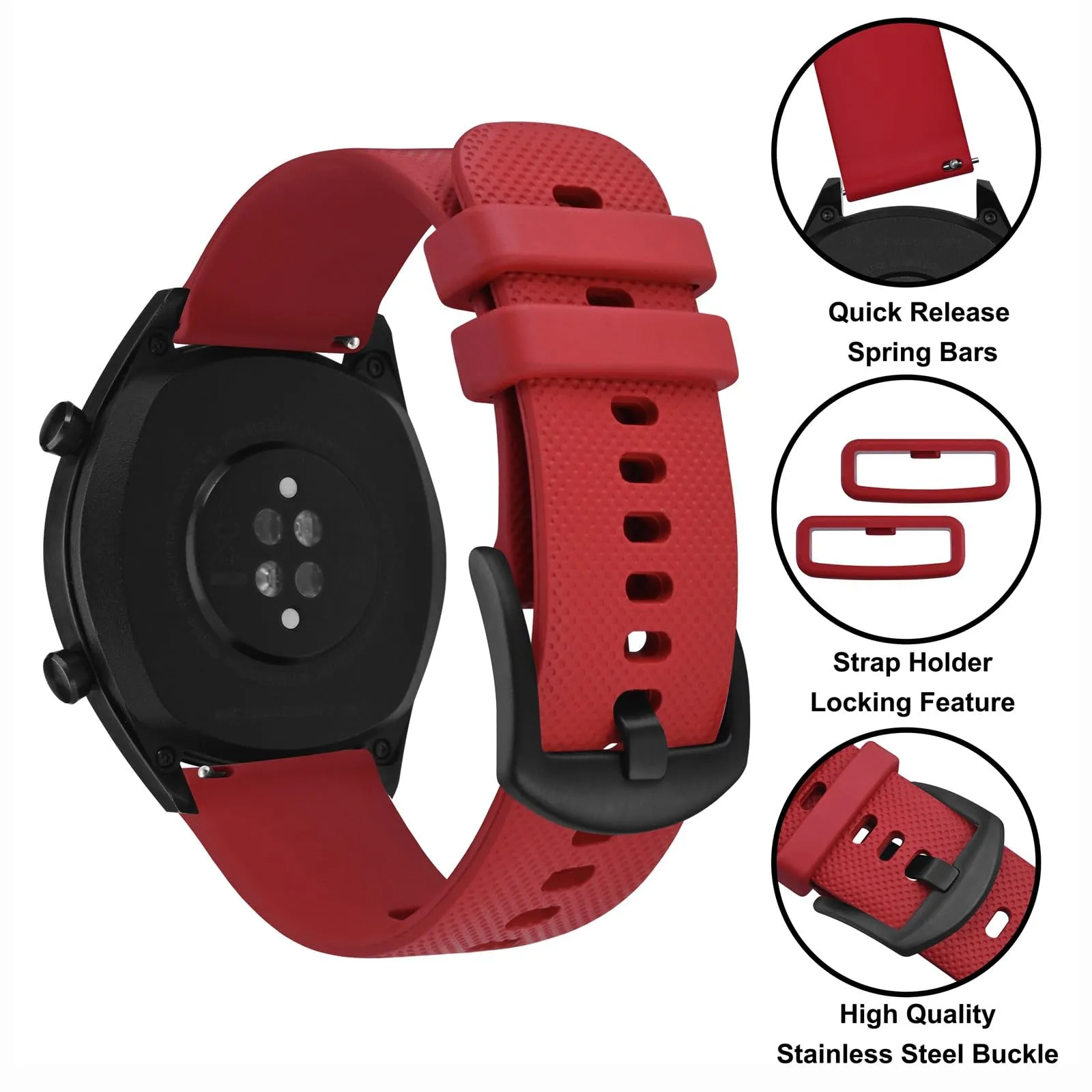Anbeer 16mm Cinturini per Orologi in Silicone per Uomo Donna, Cinturini di Ricambio in Gomma a Sgancio Rapido - immagine 3