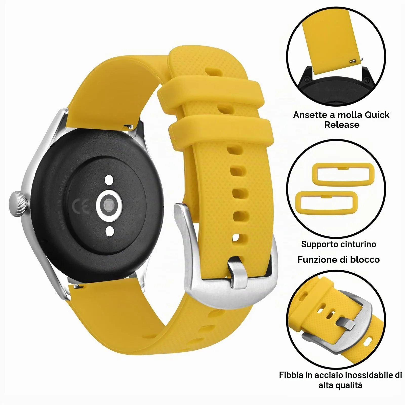 Anbeer 20mm Cinturini per Orologi in Silicone per Uomo Donna, Cinturini di Ricambio in Gomma a Sgancio Rapido - immagine 3
