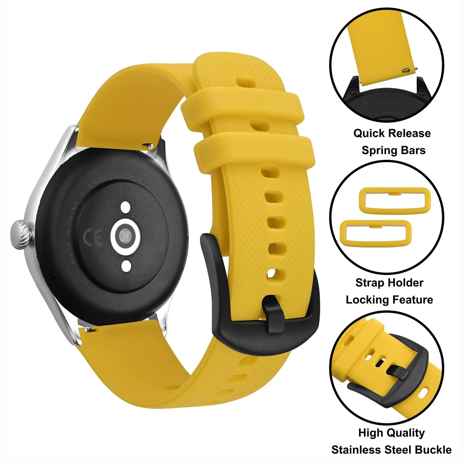 Anbeer 18mm Cinturini per Orologi in Silicone per Uomo Donna, Cinturini di Ricambio in Gomma a Sgancio Rapido - immagine 3
