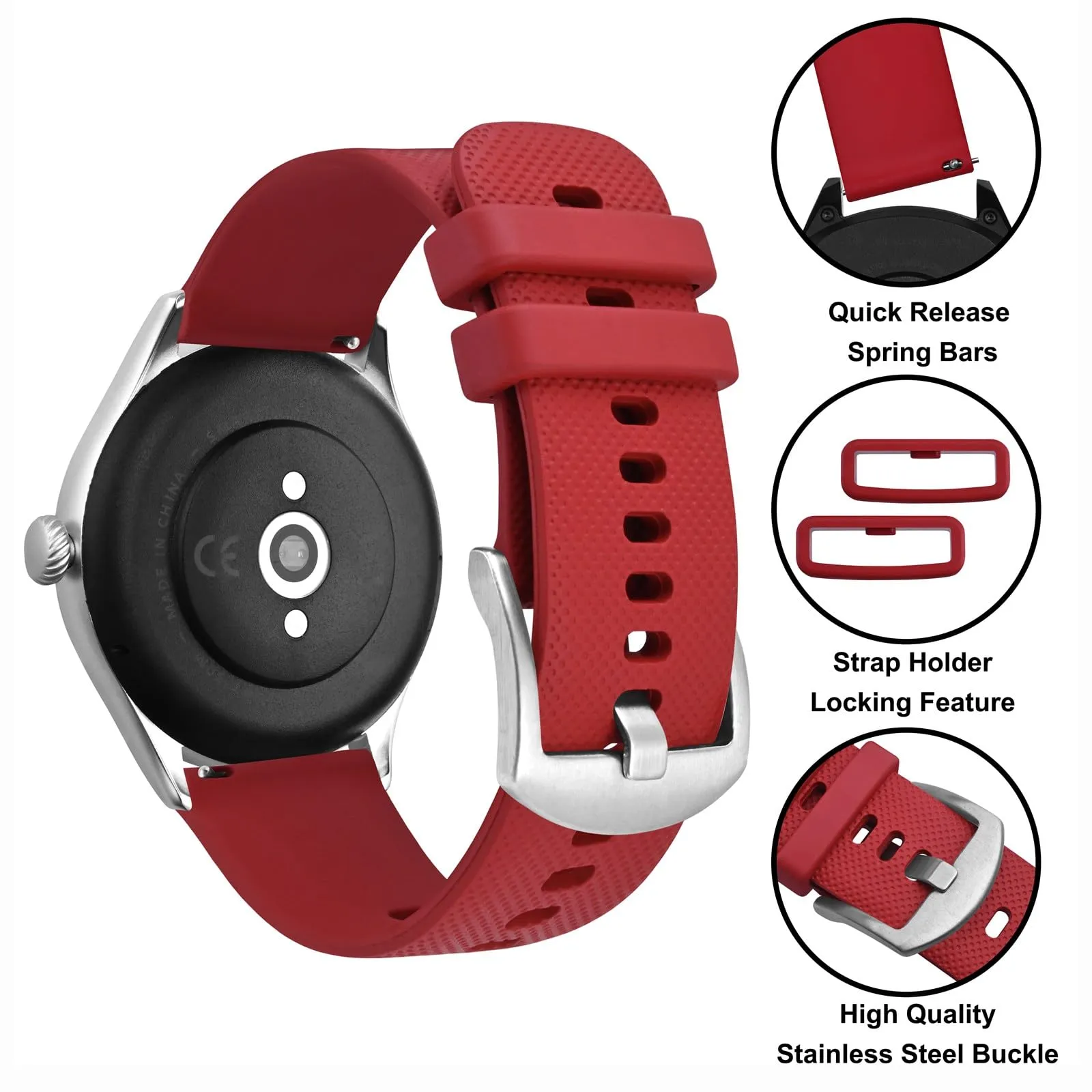 Anbeer 22mm Cinturini per Orologi in Silicone per Uomo Donna, Cinturini di Ricambio in Gomma a Sgancio Rapido - immagine 3