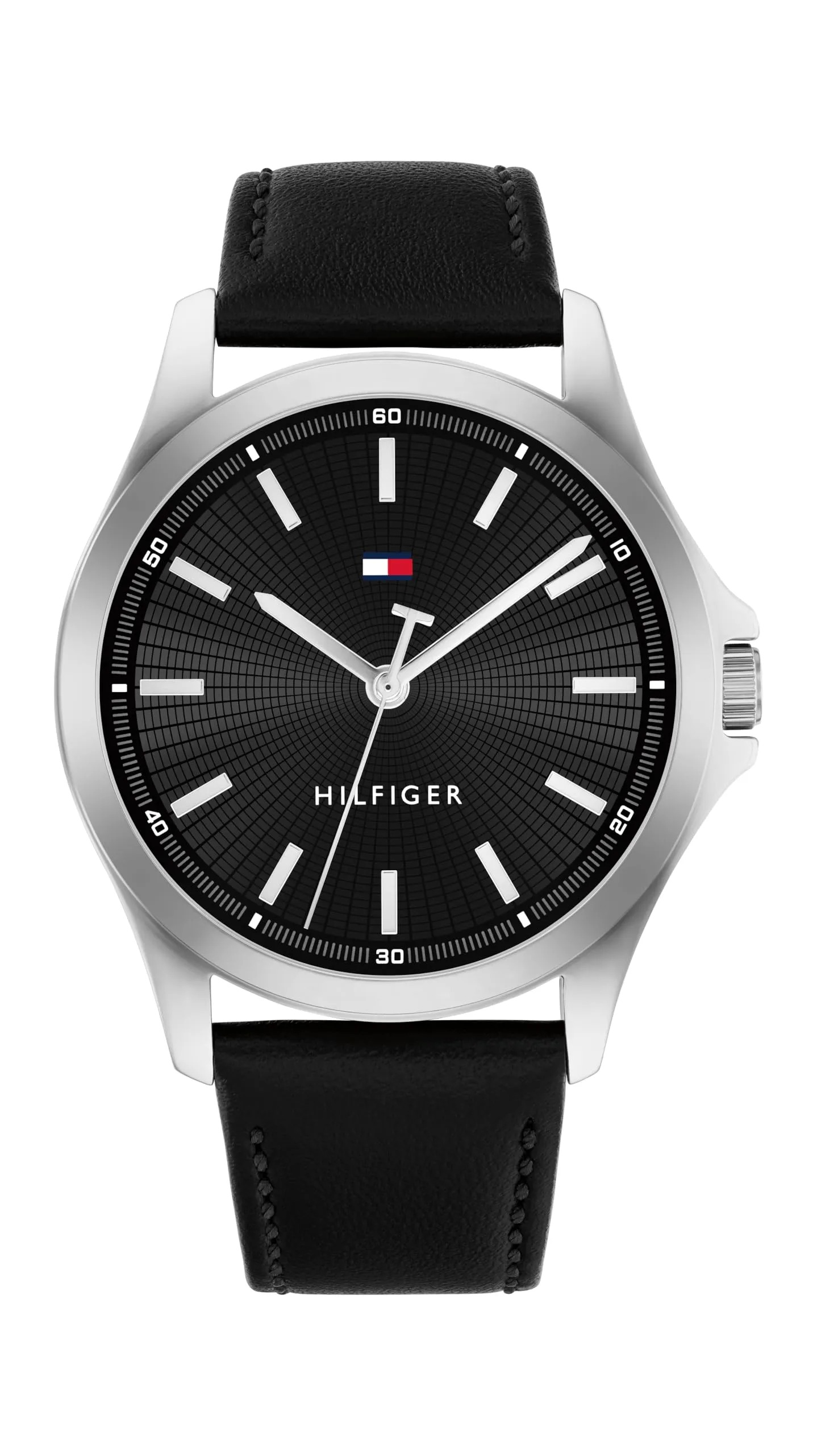 Tommy Hilfiger Orologio con Movimento al Quarzo a Tre Lancette da Uomo con Cinturino in Pelle Nero - 1710668, Black - immagine 1