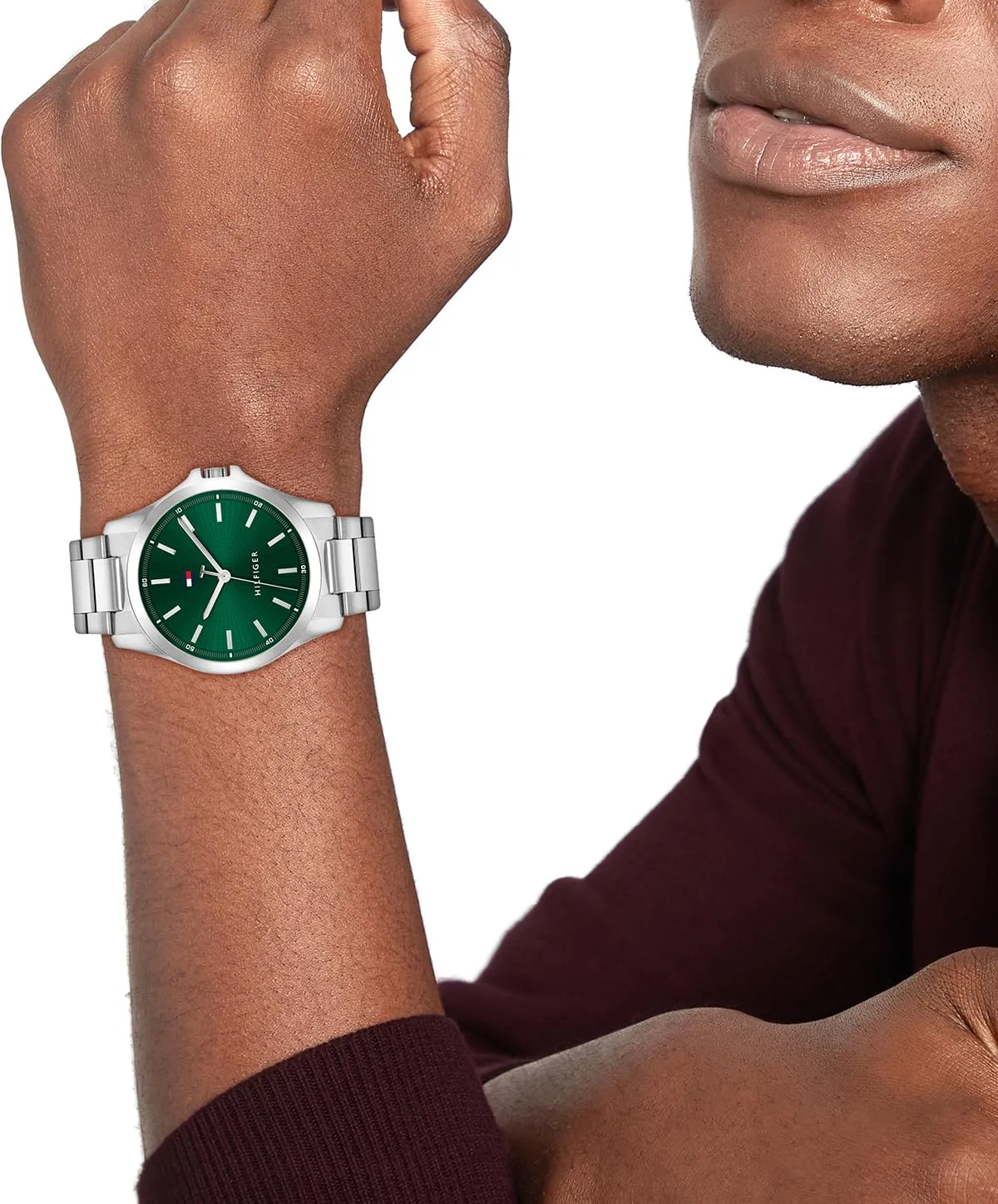 Tommy Hilfiger Orologio con Movimento al Quarzo a Tre Lancette da Uomo - Disponibile con cinturino in acciaio inossidabile o cinturino in pelle, Green - immagine 3