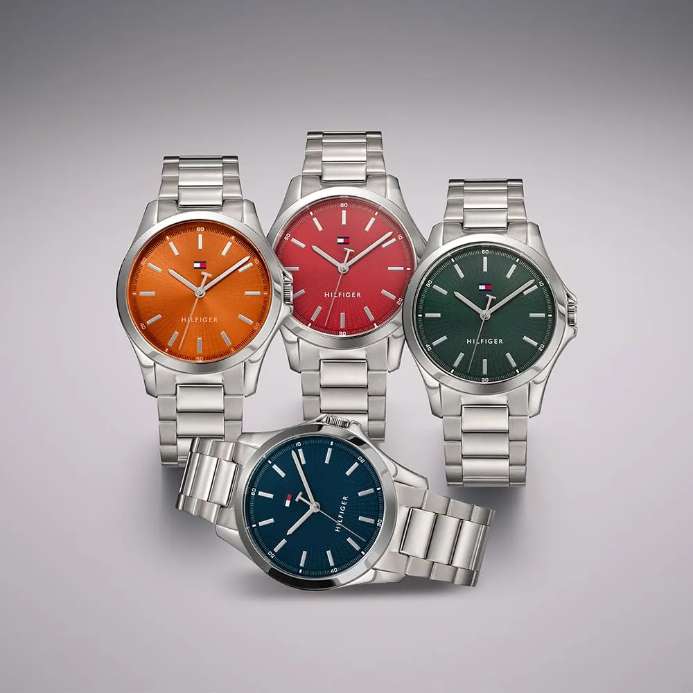 Tommy Hilfiger Orologio con Movimento al Quarzo a Tre Lancette da Uomo - Disponibile con cinturino in acciaio inossidabile o cinturino in pelle, Green - immagine 4