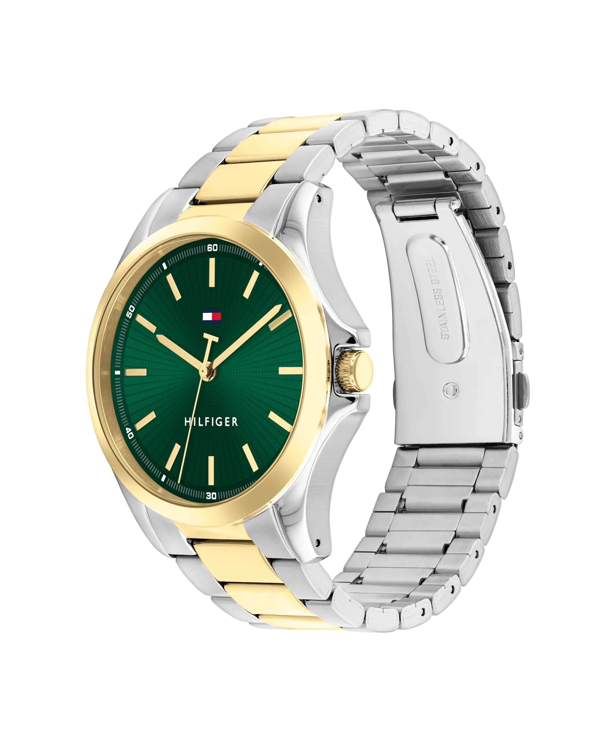 Tommy Hilfiger Orologio con Movimento al Quarzo a Tre Lancetteda Uomo con Cinturino in Acciaio Inossidabile Bicolore - 1792192, Green - immagine 2