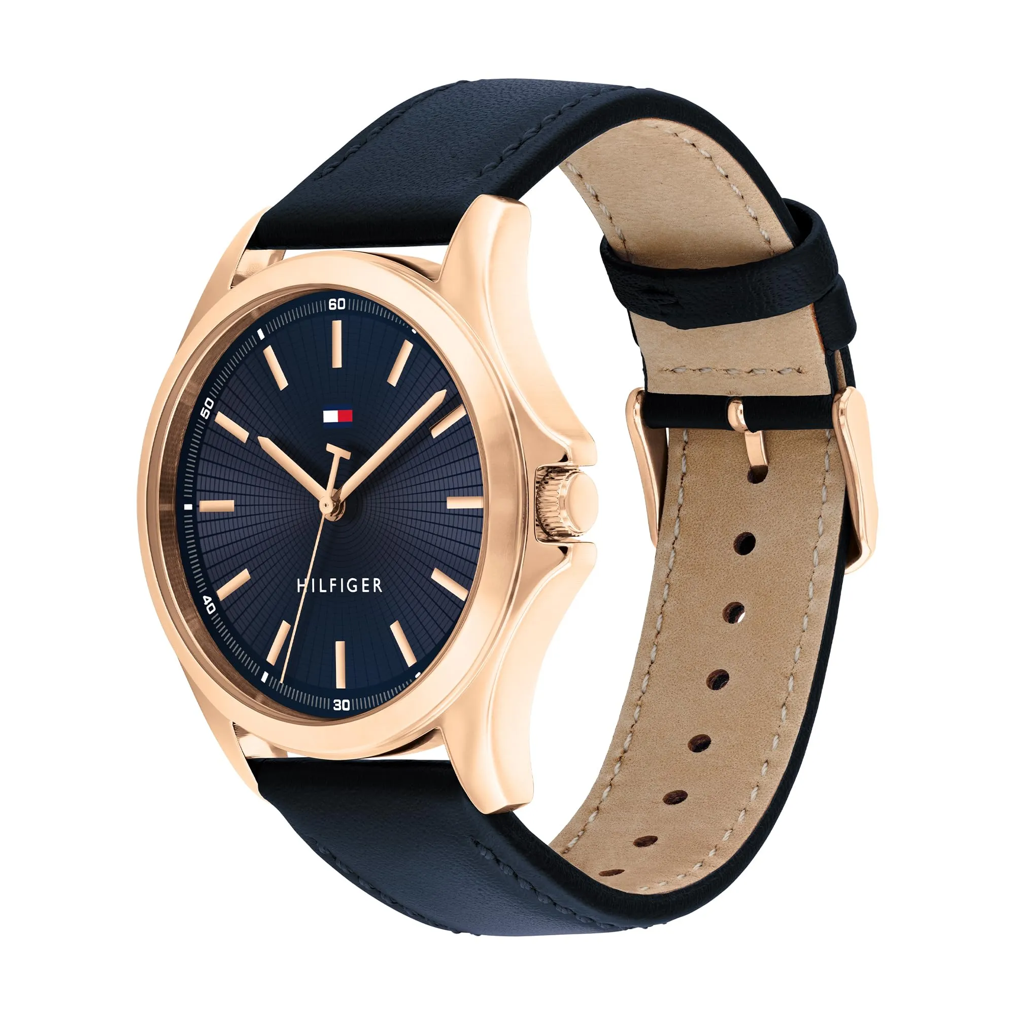 Tommy Hilfiger Orologio con Movimento al Quarzo a Tre Lancetteda Uomo con Cinturino in Pelle Blu Navy - 1792189, Blue - immagine 2