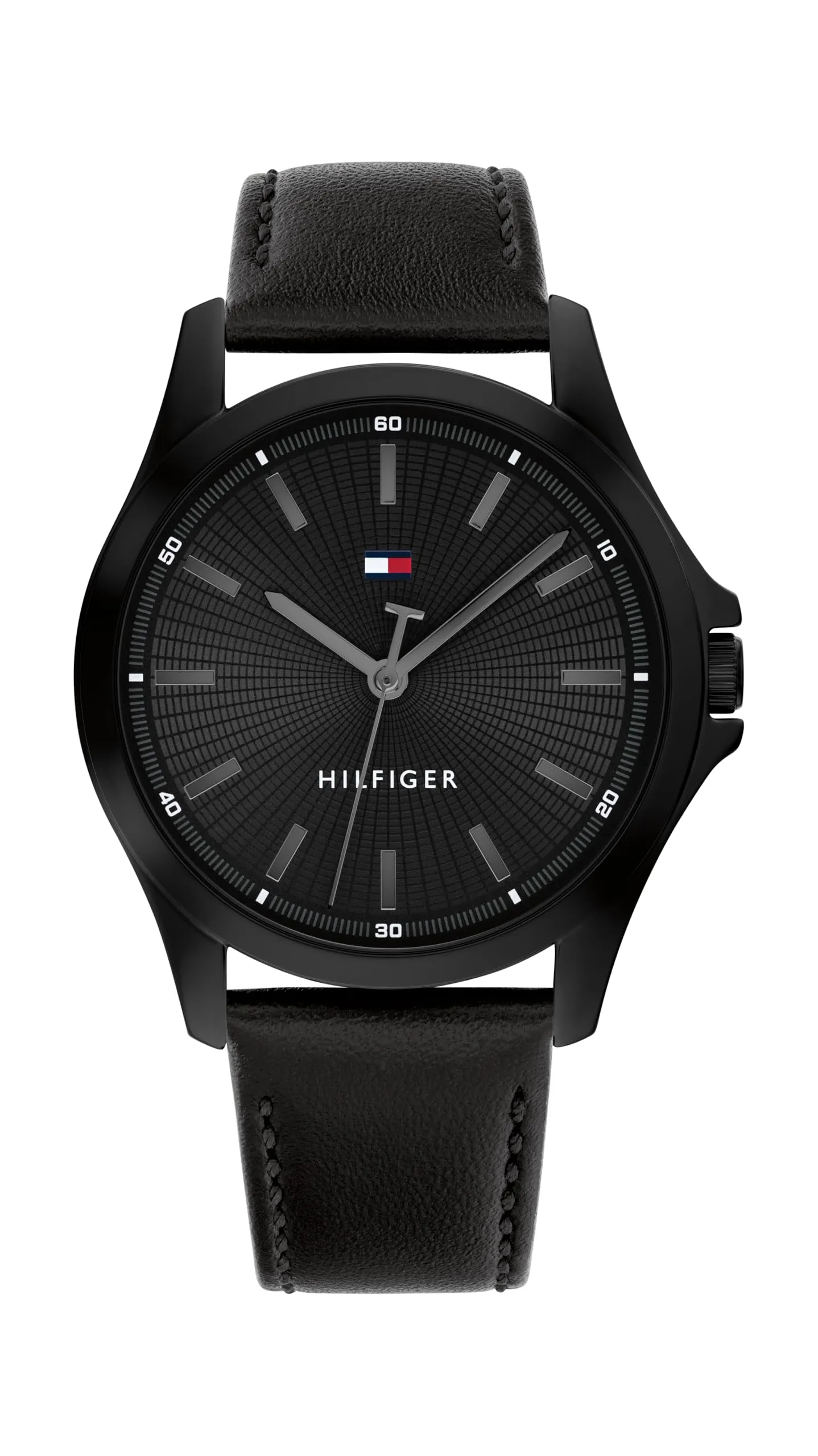 Tommy Hilfiger Orologio con Movimento al Quarzo a Tre Lancetteda Uomo con Cinturino in Pelle Nero - 1792190, Black - immagine 1