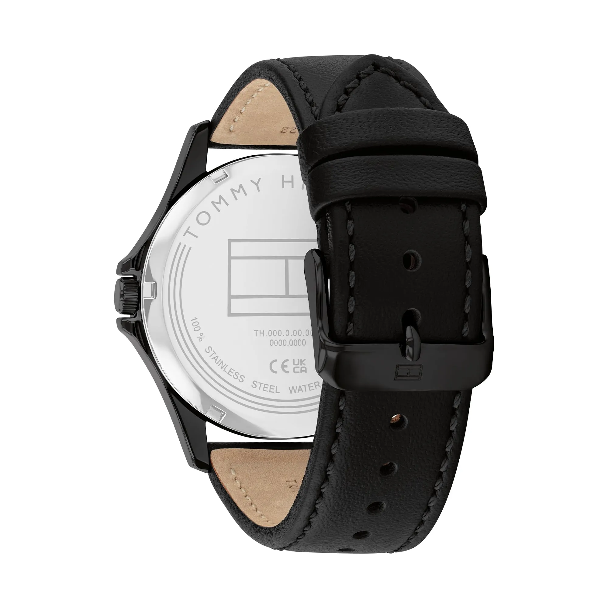 Tommy Hilfiger Orologio con Movimento al Quarzo a Tre Lancetteda Uomo con Cinturino in Pelle Nero - 1792190, Black - immagine 3