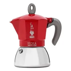 Caffettiera Alluminio 2 Tazze MOKA INDUCTION Cromo e Rosso 0006942 NP - immagine 1