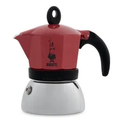 Caffettiera Alluminio 4 Tazze MOKA INDUCTION Cromo e Rosso 0006944 NP - immagine 1
