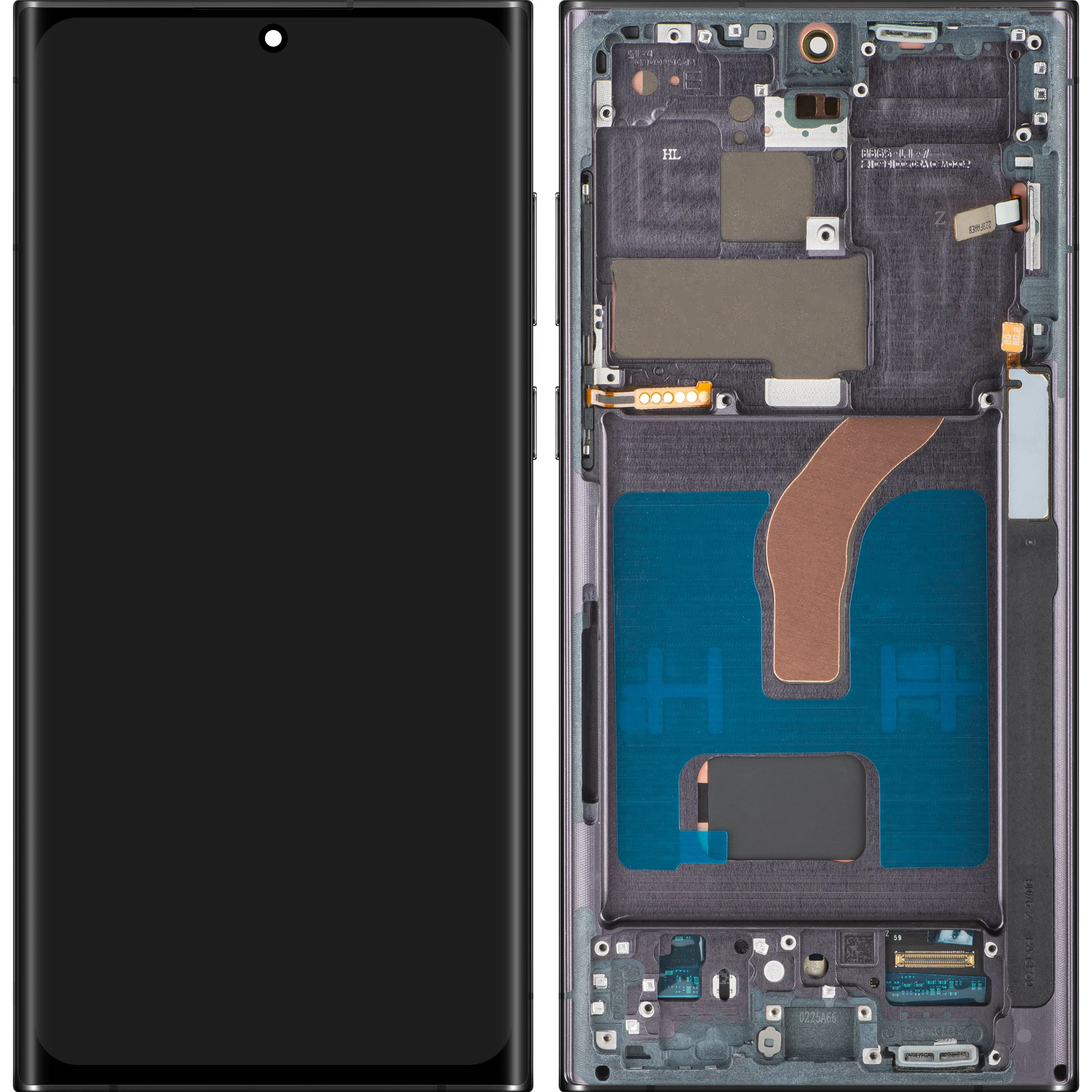 Display con Touchscreen MP compatibile con Samsung Galaxy S22 Ultra 5G S908, con Cornice, Versione OLED, Nero - immagine 1