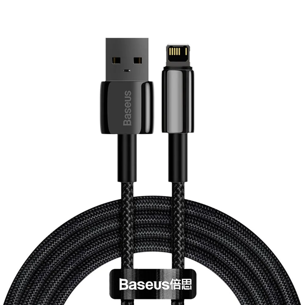 Cavo Dati e Ricarica USB a Lightning Baseus Tungsten Gold, 2m, 2.4A, Nero CALWJ-A01 - immagine 1
