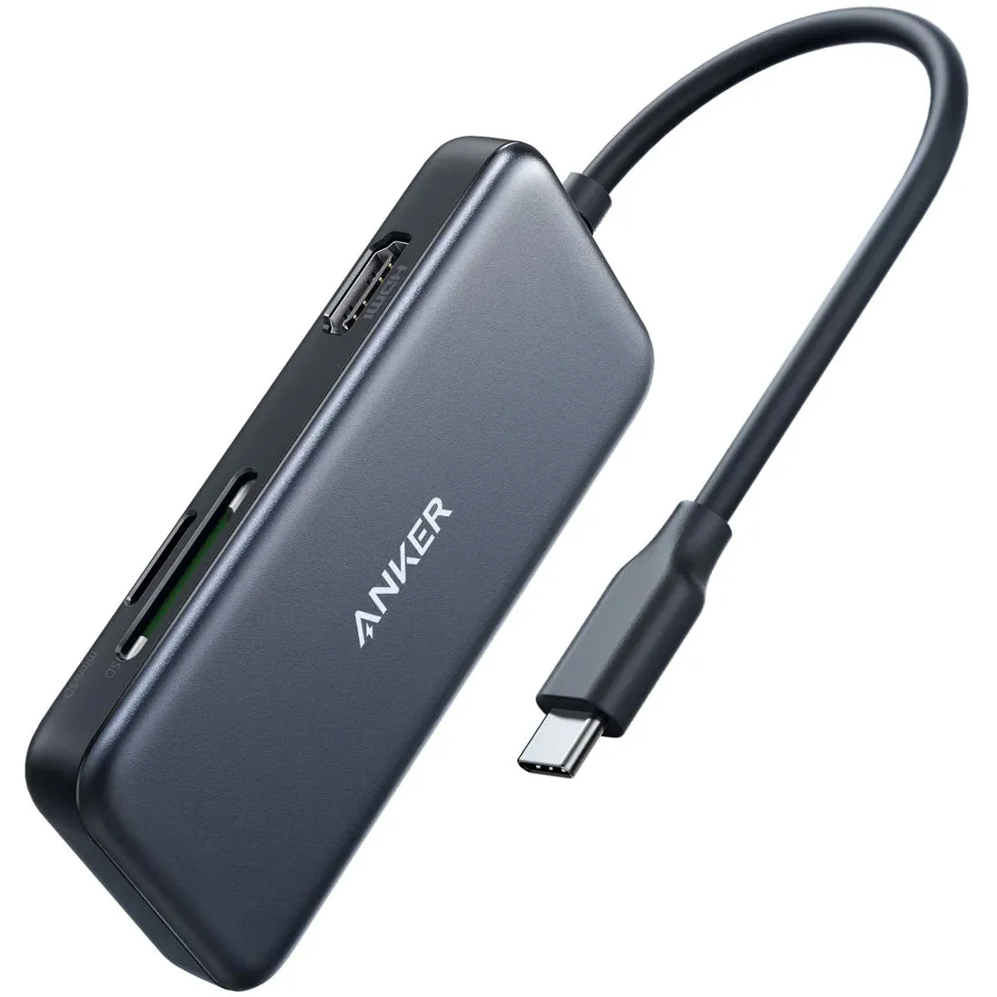 Hub USB-C Anker, 2 x USB-A 3.0 - 1 x HDMI - 1 x SD - 1 x microSD, Nero A8334HA1 - immagine 1