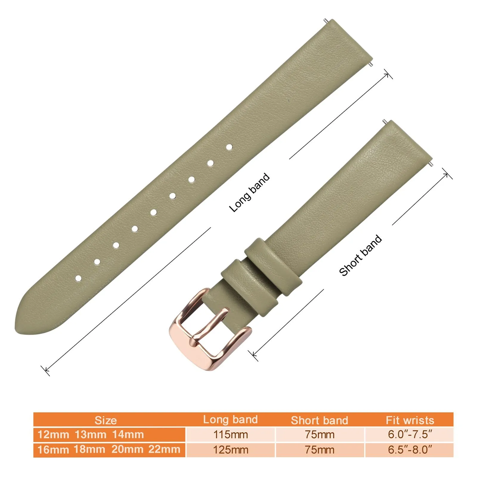 ANNEFIT Cinturini per Orologi per Uomo Donna, Cinturino in Vera Pelle con Sgancio Rapido, Larghezza della Banda 18mm con Fibbia Oro Rosa (Cachi) - immagine 4