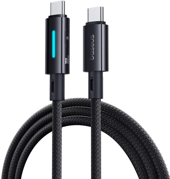 Cavo Dati e Ricarica USB-C - USB-C Baseus Lit Button Control, 100W, 2m, Nero P10379000121-01 - immagine 1