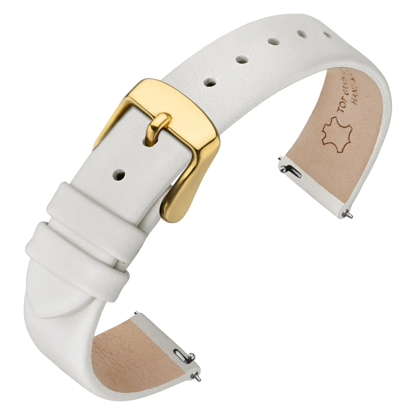 ANNEFIT Cinturini per Orologi per Uomo Donna, Cinturino in Vera Pelle con Sgancio Rapido, Larghezza della Banda 12mm con Fibbia Oro (Bianca) - immagine 1