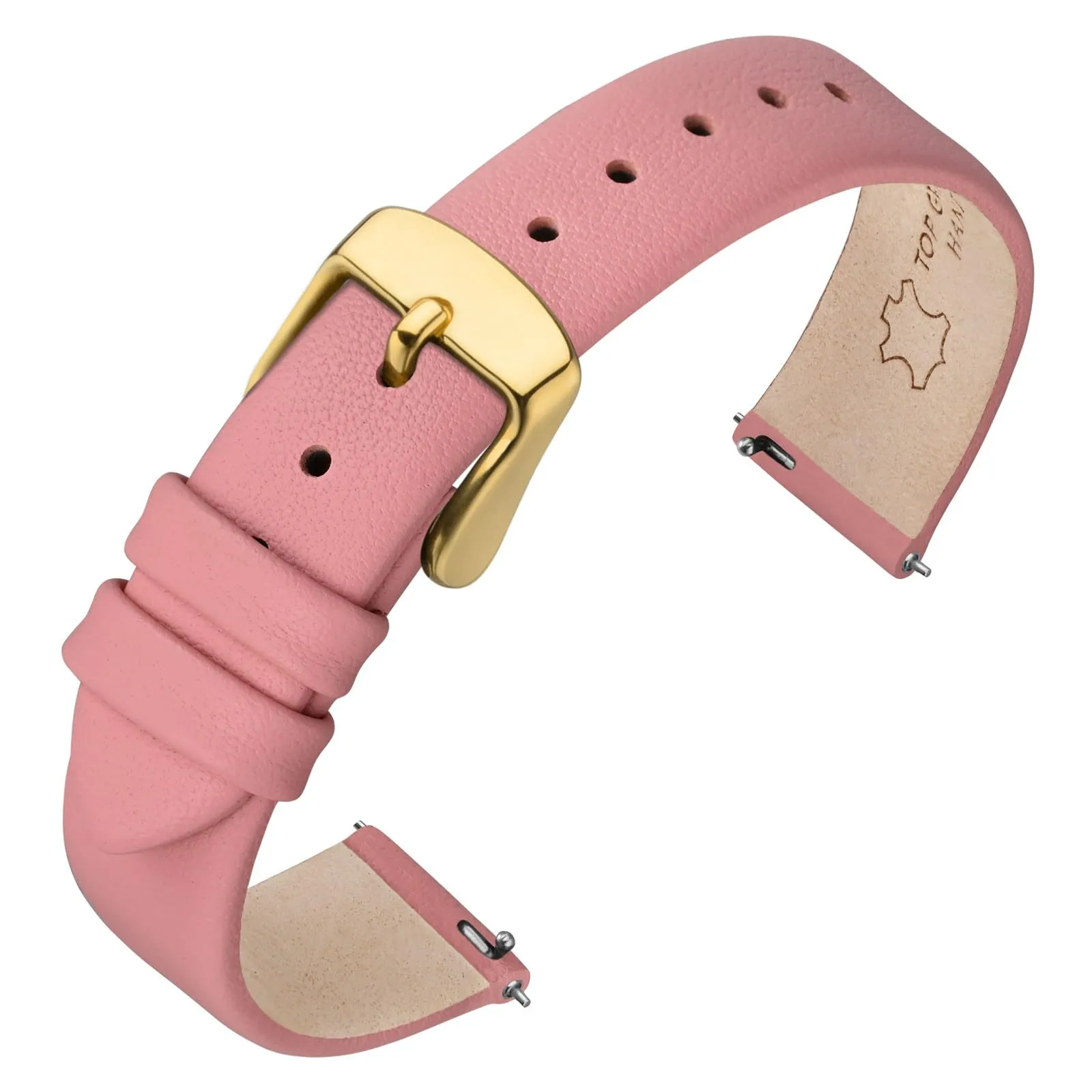 ANNEFIT Cinturini per Orologi per Uomo Donna, Cinturino in Vera Pelle con Sgancio Rapido, Larghezza della Banda 22mm con Fibbia Oro (Rosa) - immagine 1