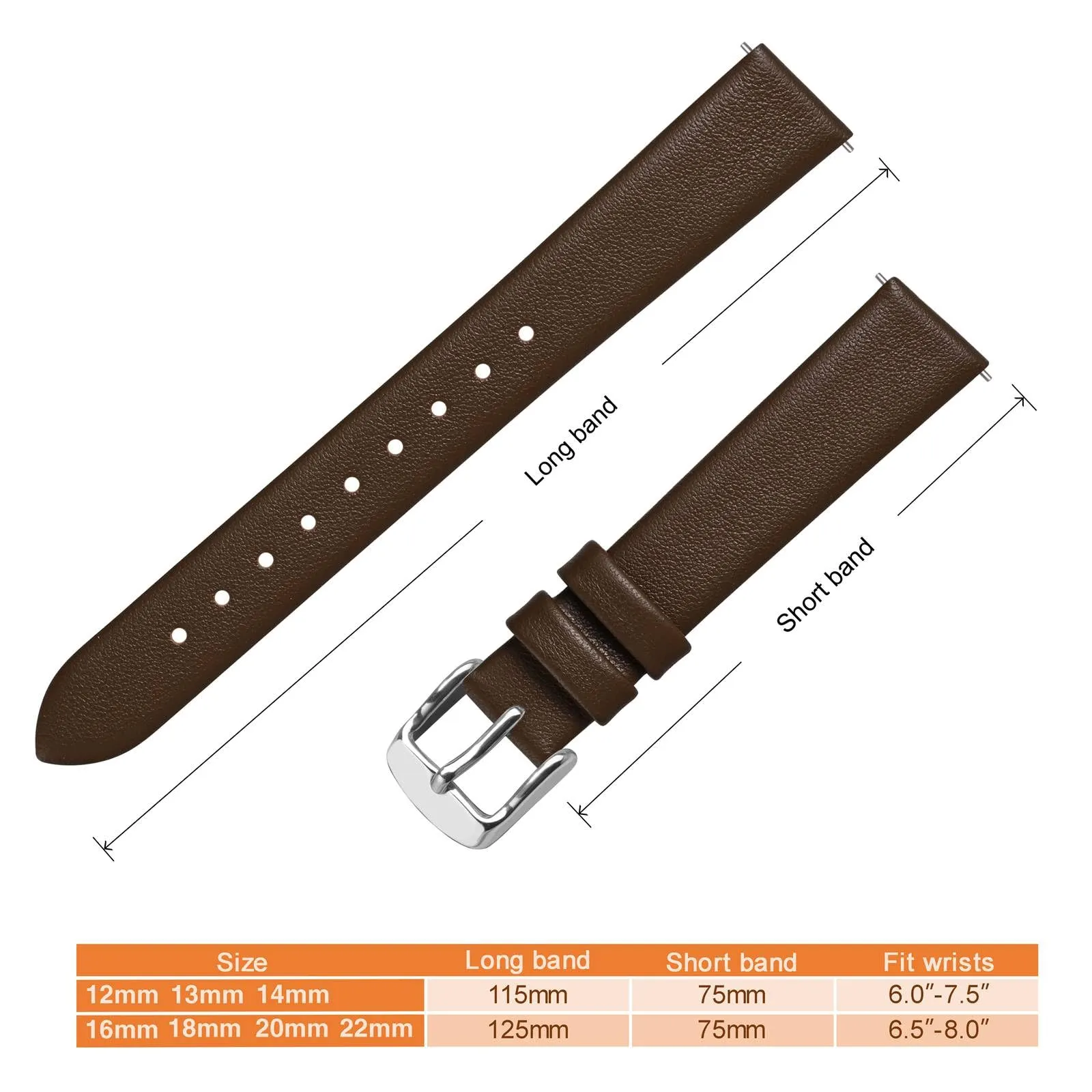 ANNEFIT Cinturini per Orologi per Uomo Donna, Cinturino in Vera Pelle con Sgancio Rapido, Larghezza della Banda 12mm (Marrone Scuro) - immagine 4