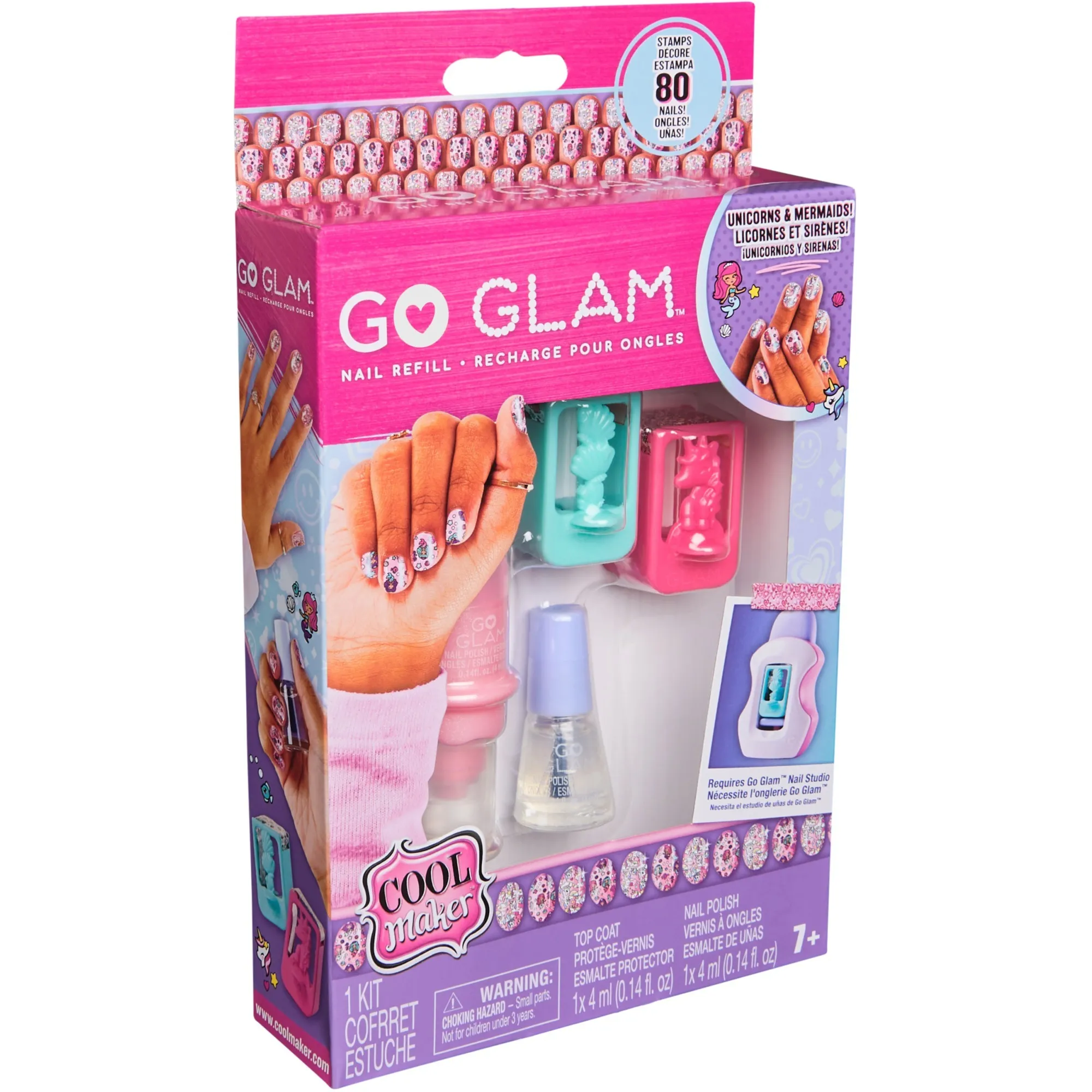 Cool Maker, GO GLAM, Ricarica per stampo per unghie con motivi di unicorni e sirene, kit per 80 unghie, giocattoli creativi per bambine dai 7 anni in su, Bricolage - immagine 1