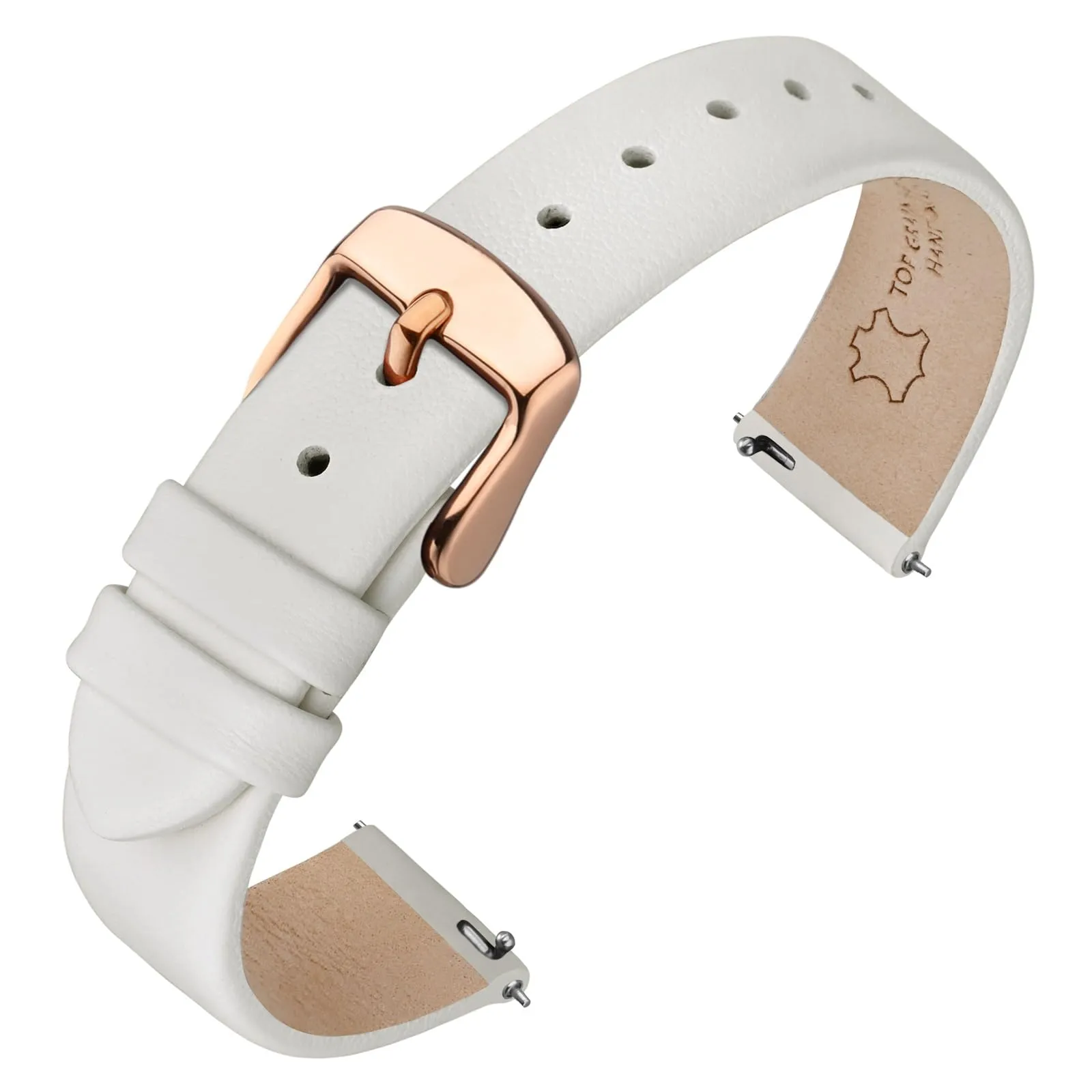 ANNEFIT Cinturini per Orologi per Uomo Donna, Cinturino in Vera Pelle con Sgancio Rapido, Larghezza della Banda 22mm con Fibbia Oro Rosa (Bianca) - immagine 1