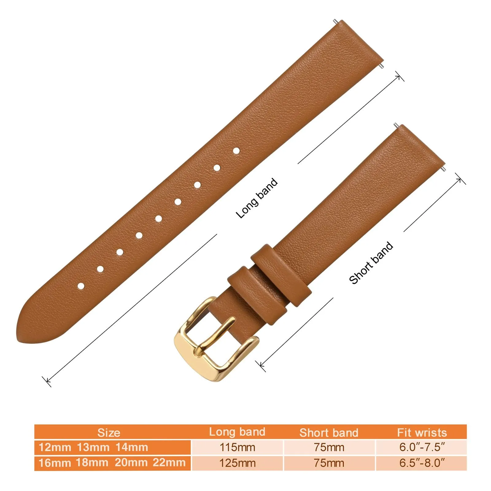 ANNEFIT Cinturini per Orologi per Uomo Donna, Cinturino in Vera Pelle con Sgancio Rapido, Larghezza della Banda 20mm con Fibbia Oro (Marrone) - immagine 4