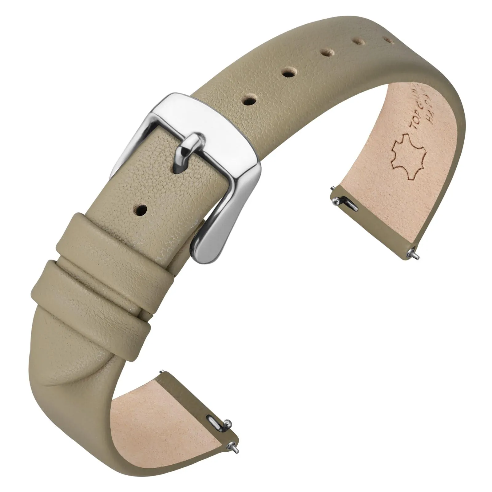 ANNEFIT Cinturini per Orologi per Uomo Donna, Cinturino in Vera Pelle con Sgancio Rapido, Larghezza della Banda 13mm (Cachi) - immagine 1