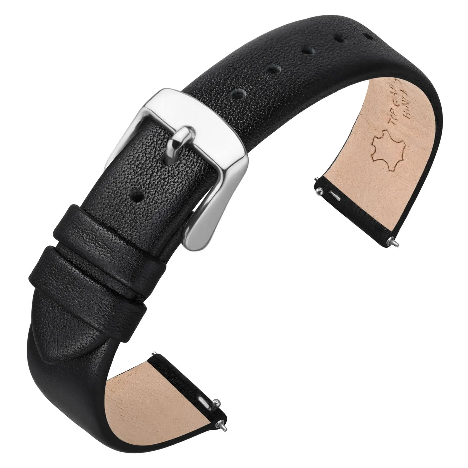 ANNEFIT Cinturini per Orologi per Uomo Donna, Cinturino in Vera Pelle con Sgancio Rapido, Larghezza della Banda 20mm (Nero) - immagine 1