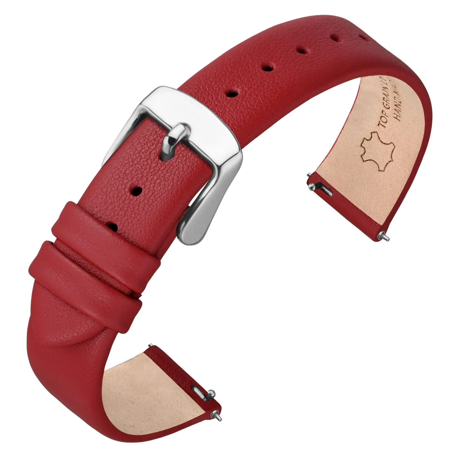 ANNEFIT Cinturini per Orologi per Uomo Donna, Cinturino in Vera Pelle con Sgancio Rapido, Larghezza della Banda 20mm (Rosso) - immagine 1