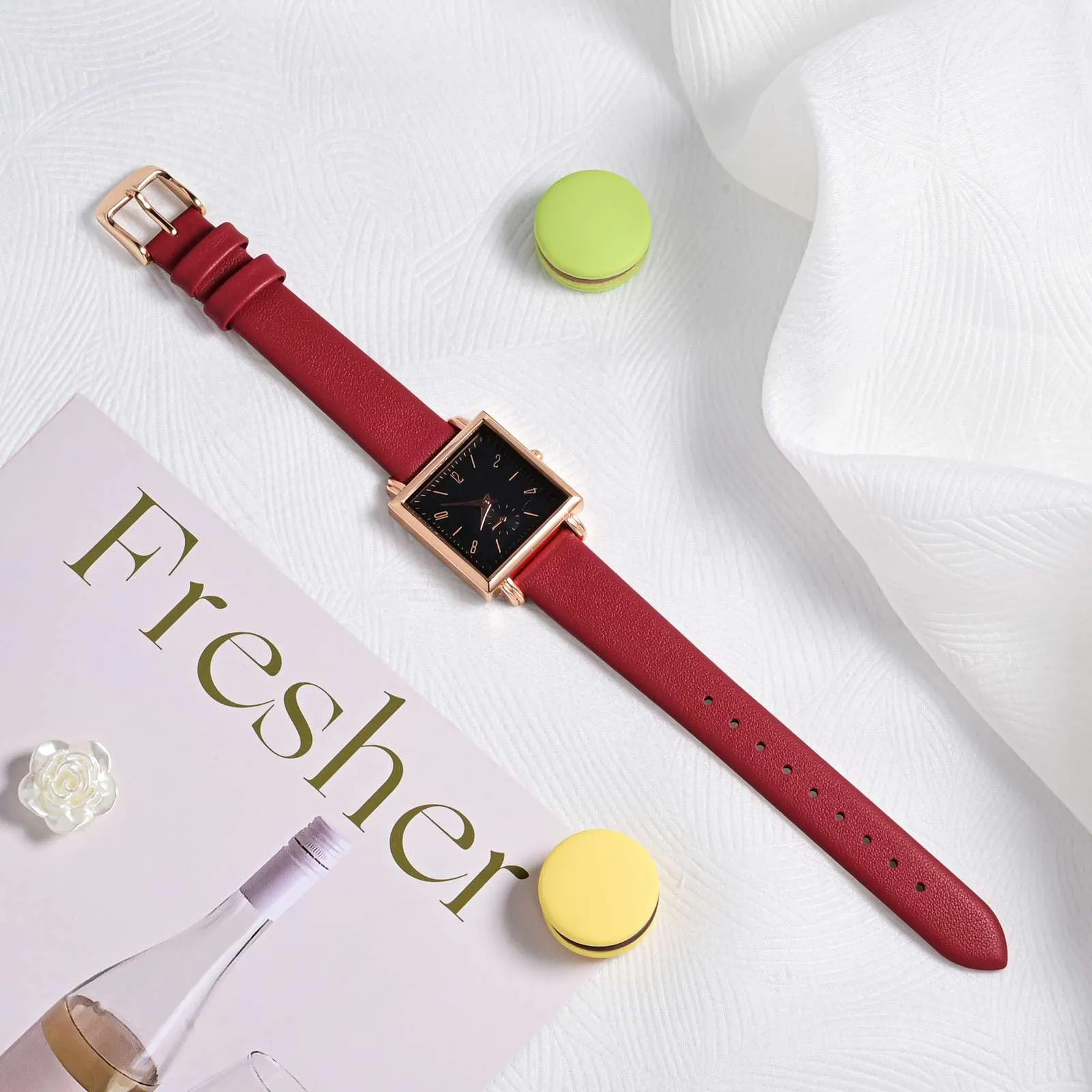 ANNEFIT Cinturini per Orologi per Uomo Donna, Cinturino in Vera Pelle con Sgancio Rapido, Larghezza della Banda 20mm (Rosso) - immagine 2