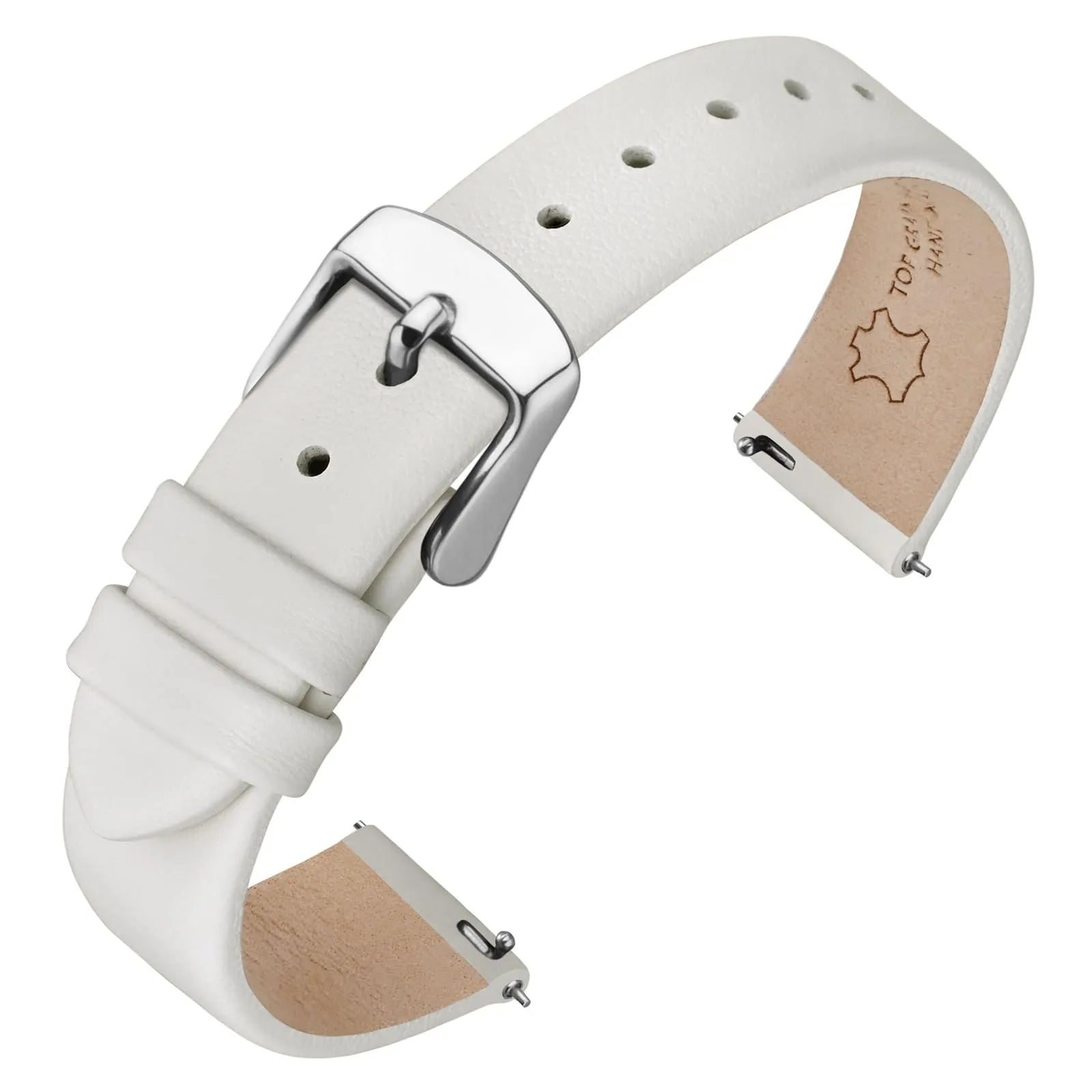 ANNEFIT Cinturini per Orologi per Uomo Donna, Cinturino in Vera Pelle con Sgancio Rapido, Larghezza della Banda 16mm (Bianca) - immagine 1