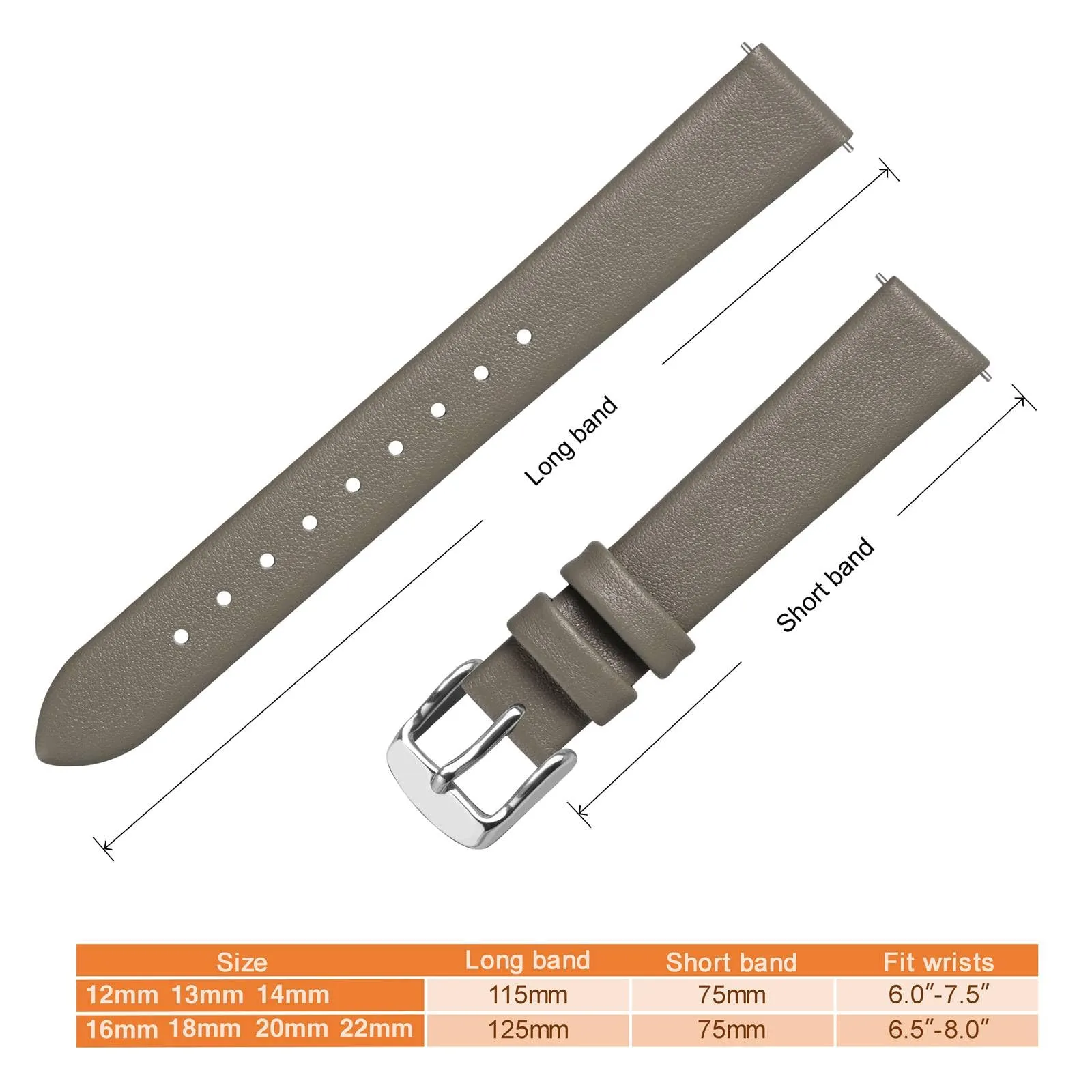 ANNEFIT Cinturini per Orologi per Uomo Donna, Cinturino in Vera Pelle con Sgancio Rapido, Larghezza della Banda 22mm (Grigio) - immagine 4