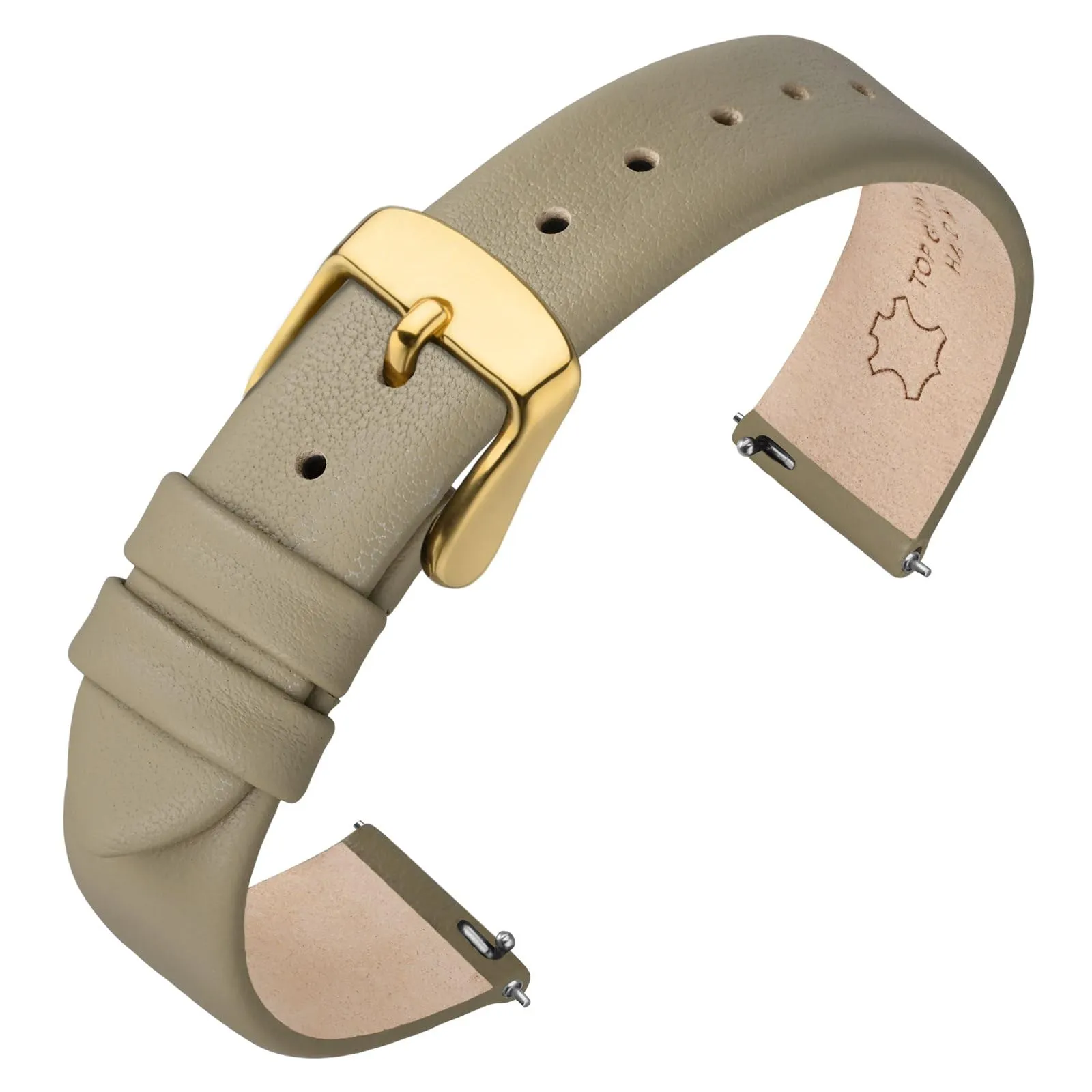 ANNEFIT Cinturini per Orologi per Uomo Donna, Cinturino in Vera Pelle con Sgancio Rapido, Larghezza della Banda 13mm con Fibbia Oro (Cachi) - immagine 1
