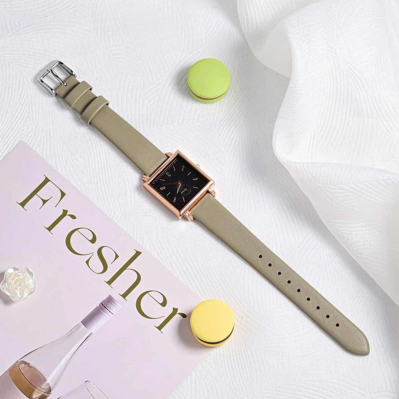 ANNEFIT Cinturini per Orologi per Uomo Donna, Cinturino in Vera Pelle con Sgancio Rapido, Larghezza della Banda 13mm con Fibbia Oro (Cachi) - immagine 2